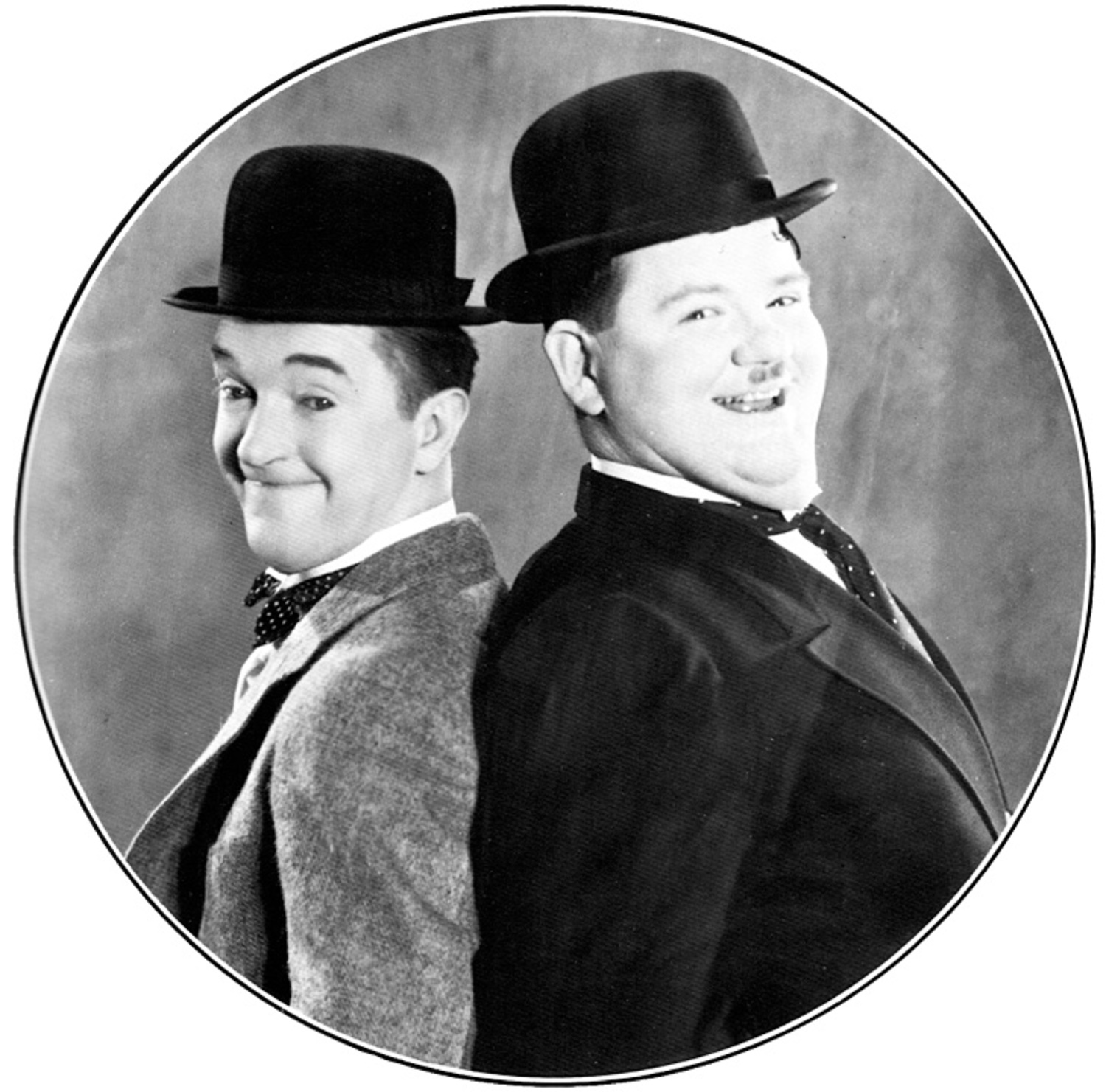 A publicity shot of Stan Laurel and Oliver Hardy.