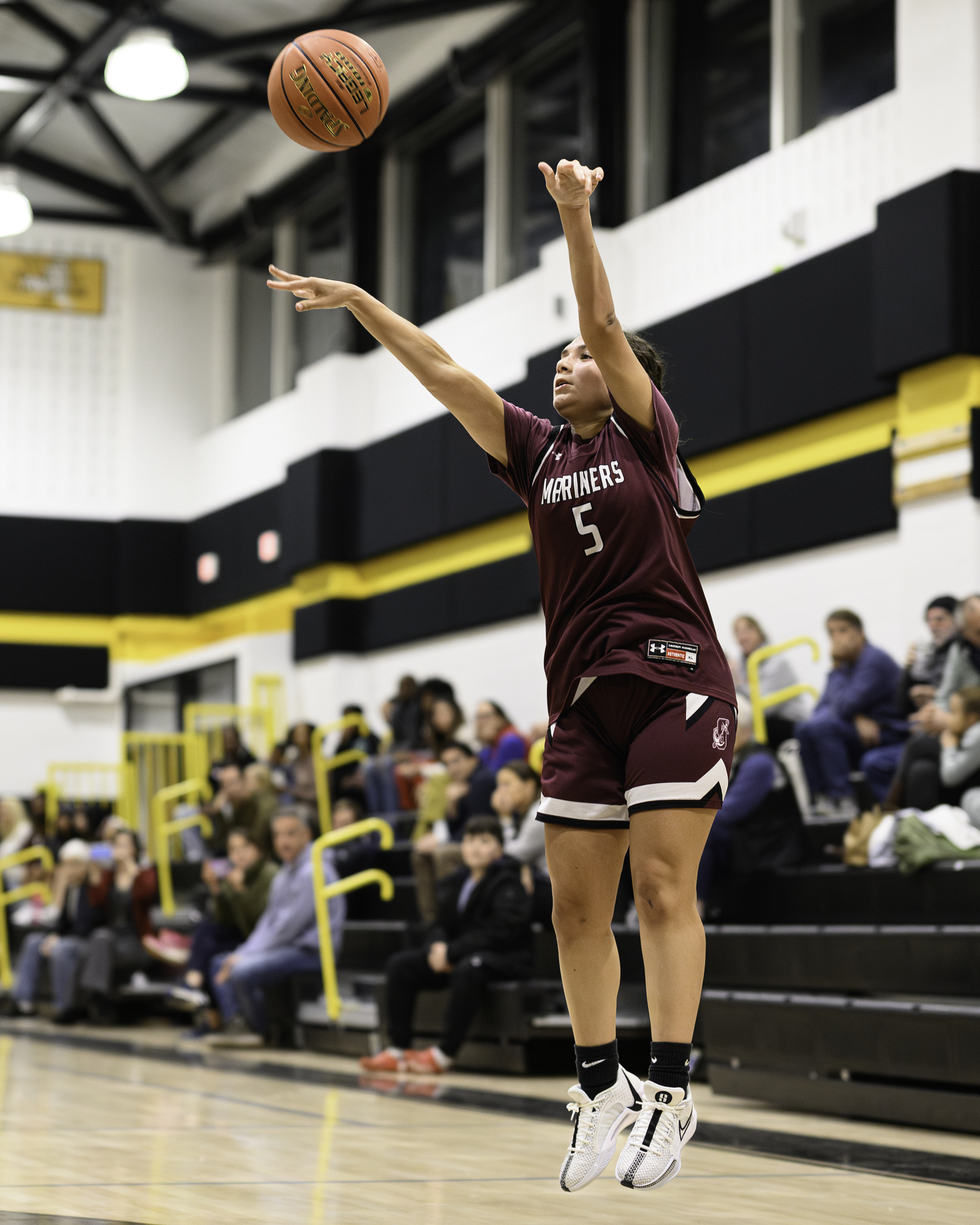 Junior Mia Arnold lets a shot fly. MARIANNE BARNETT