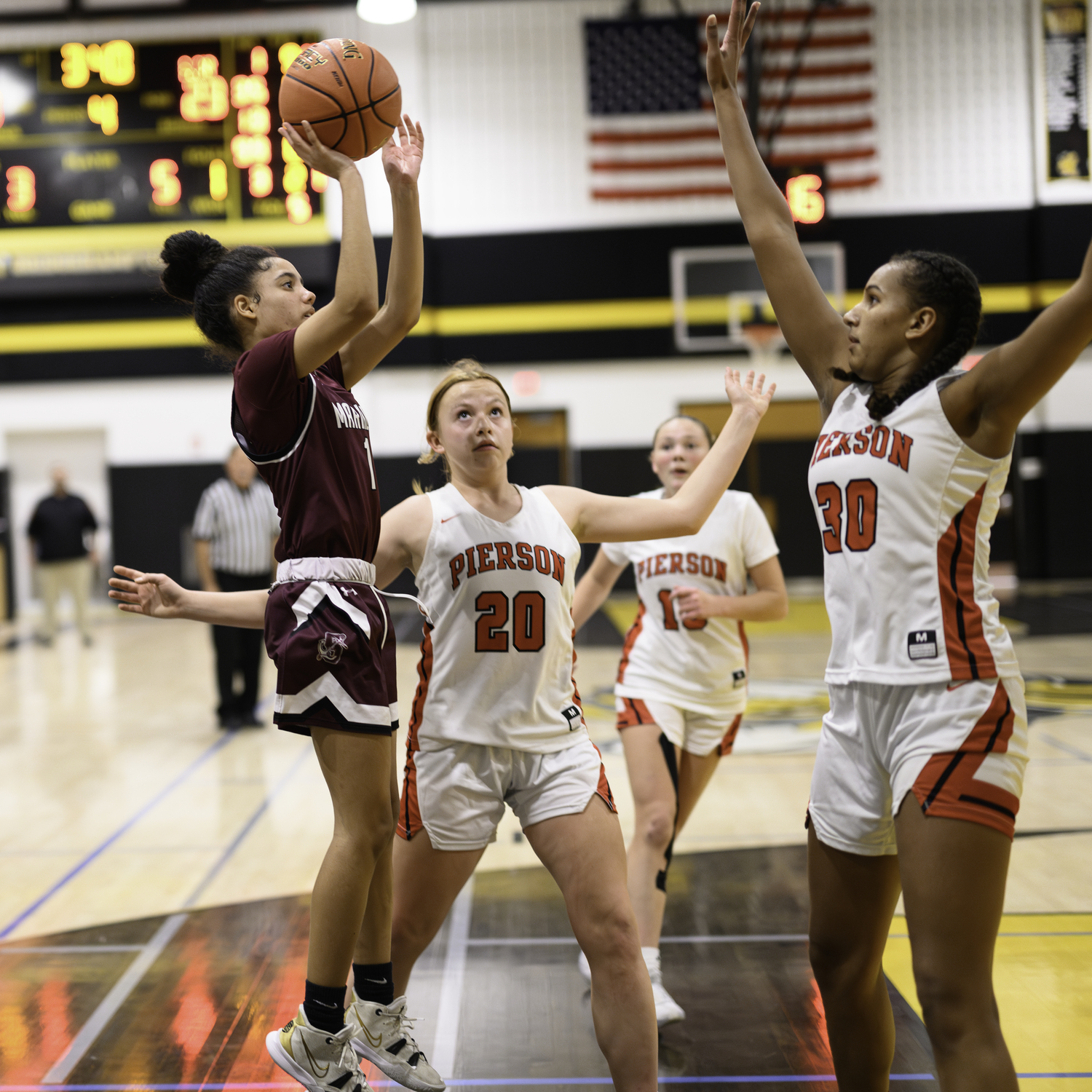 Junior Daelyn Palmore with a jump shot. MARIANNE BARNETT