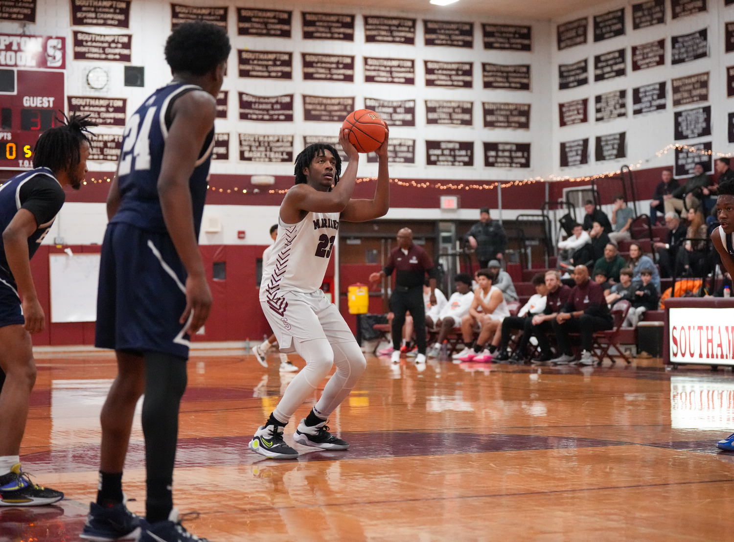 Tyler Blake about to release a free throw shot.   RON ESPOSITO/SOUTHAMPTON SCHOOL DISTRICT