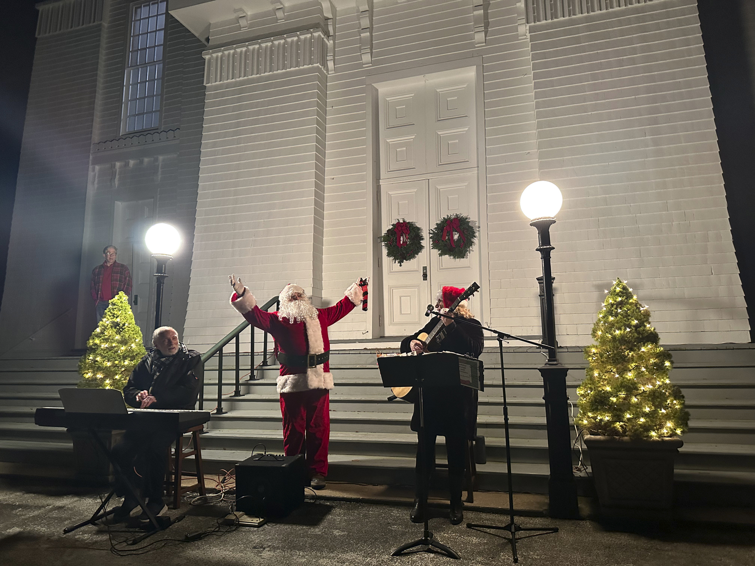 The tree was lighted at the First Presbyterian 