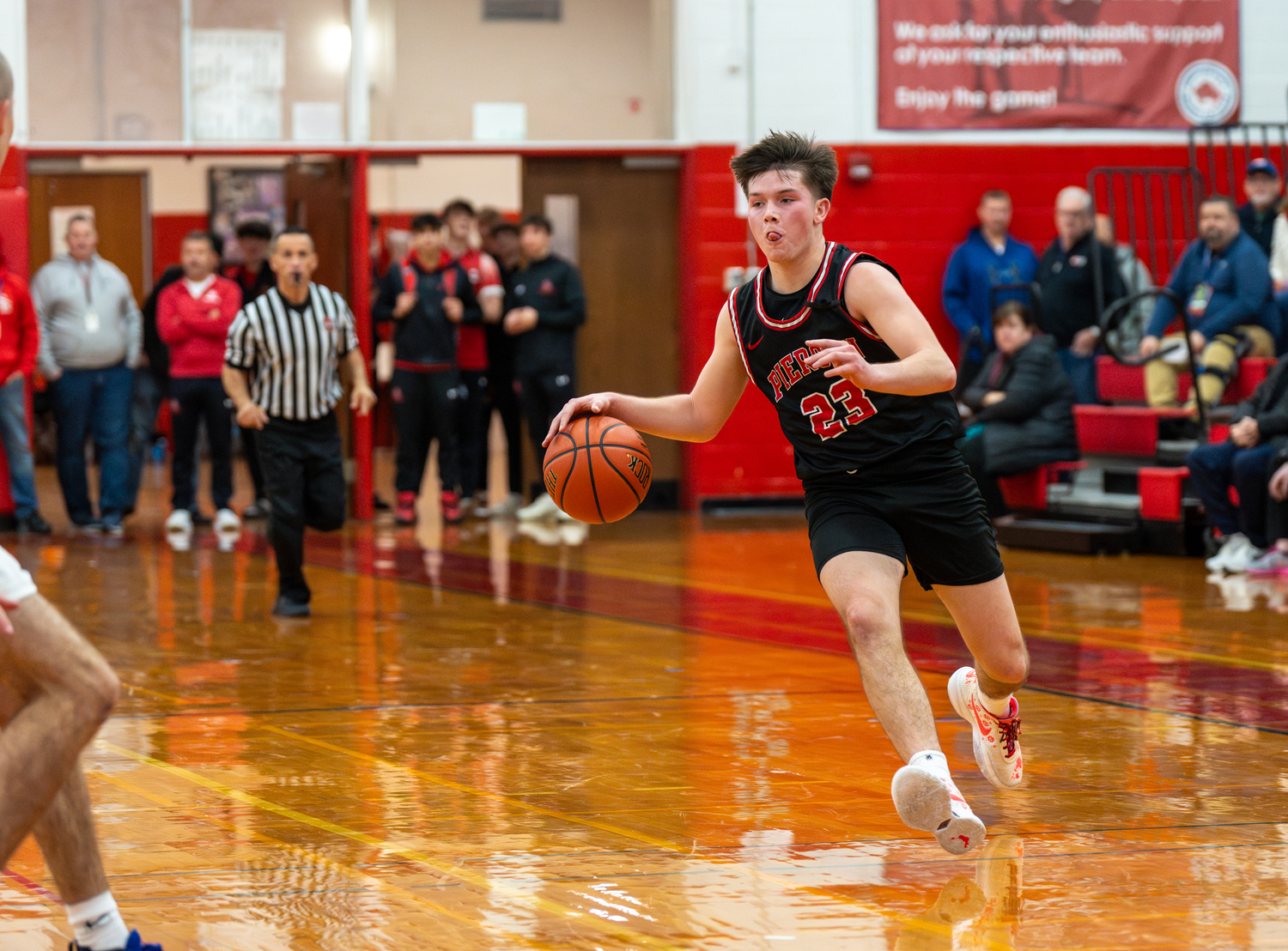 Aidan Schmitz brings the ball up for the Whalers.   RON ESPOSITO