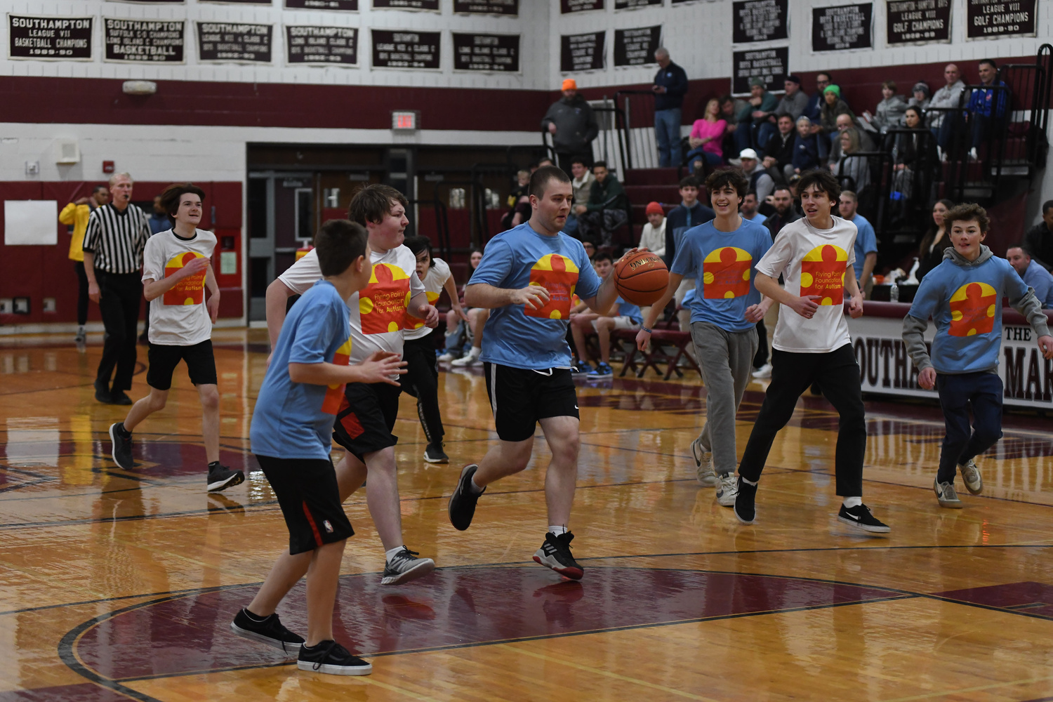 A unified basketball game was played at halftime of the Pierson and Southampton boys basketball game on Friday night as part of Autism Awareness Night which supported Flying Point Foundation for Autism.   DOUG KUNTZ