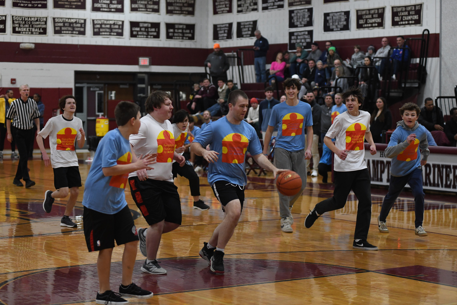 A unified basketball game was played at halftime of the Pierson and Southampton boys basketball game on Friday night as part of Autism Awareness Night which supported Flying Point Foundation for Autism.   DOUG KUNTZ