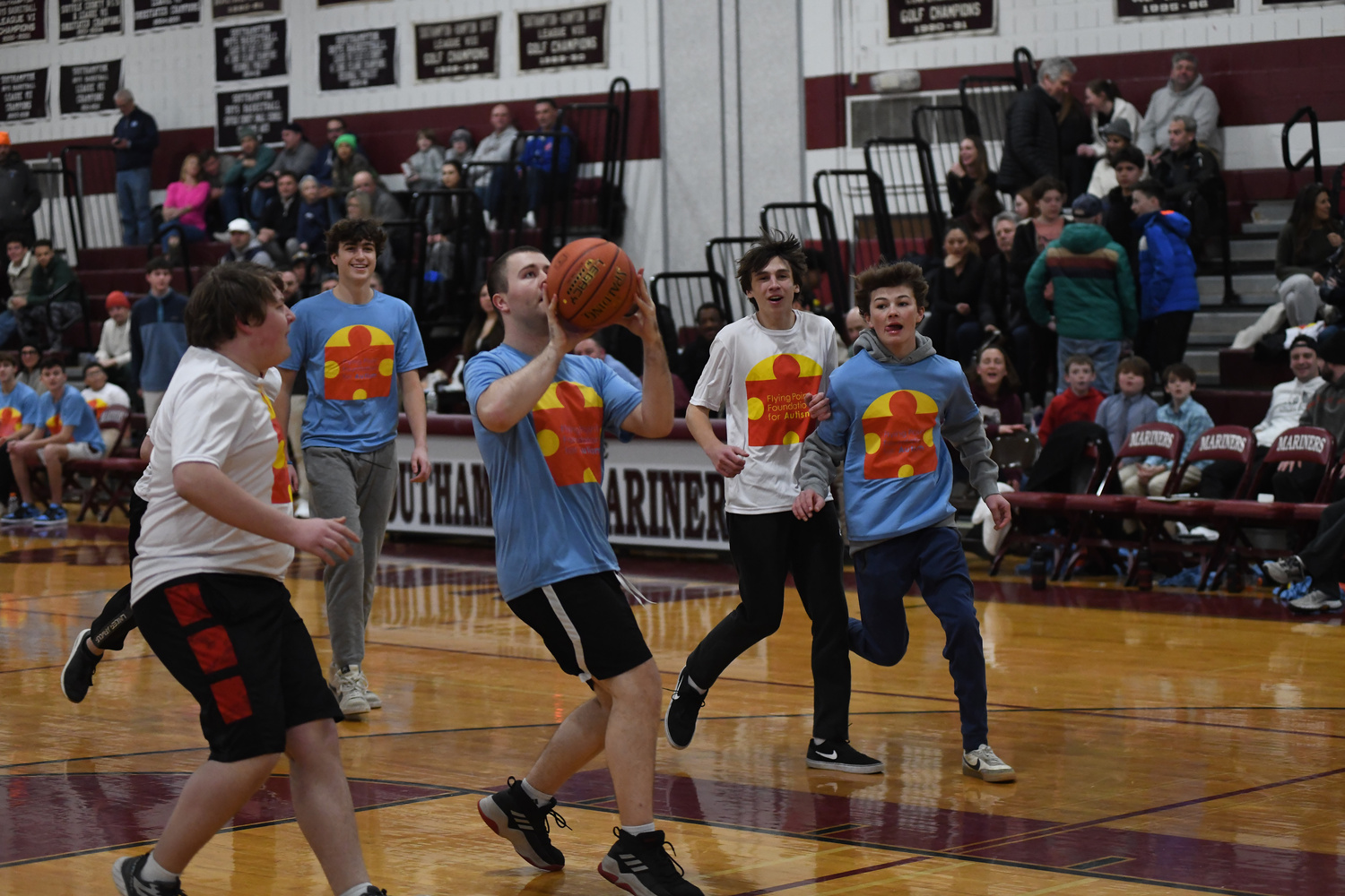 A unified basketball game was played at halftime of the Pierson and Southampton boys basketball game on Friday night as part of Autism Awareness Night which supported Flying Point Foundation for Autism.   DOUG KUNTZ