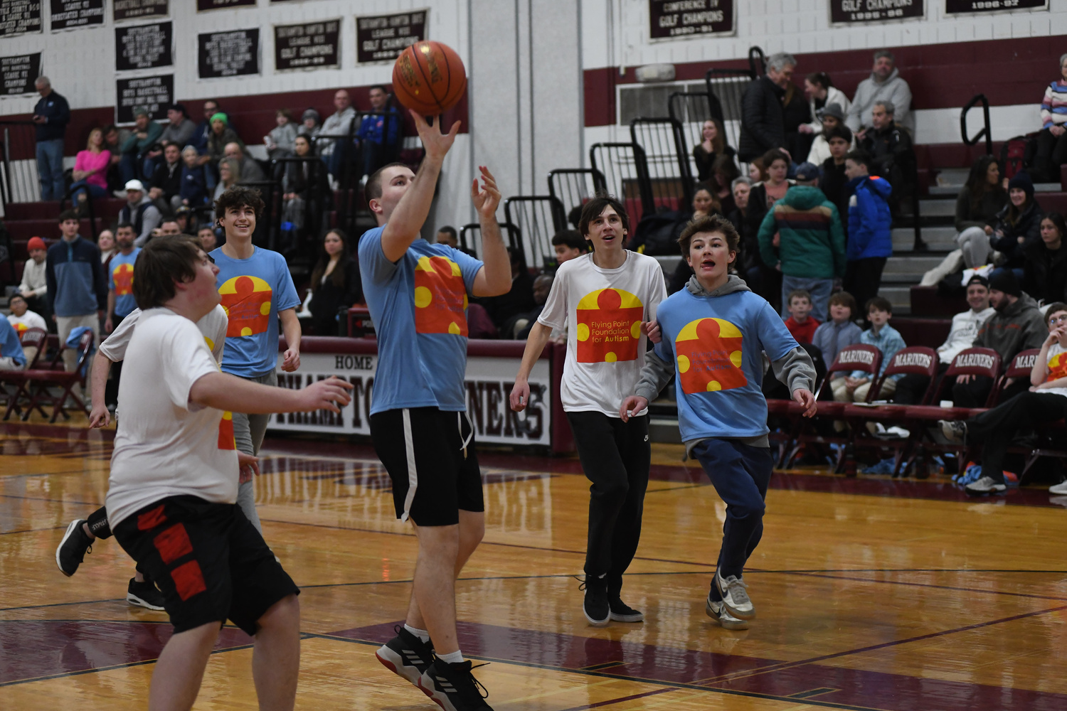 A unified basketball game was played at halftime of the Pierson and Southampton boys basketball game on Friday night as part of Autism Awareness Night which supported Flying Point Foundation for Autism.   DOUG KUNTZ