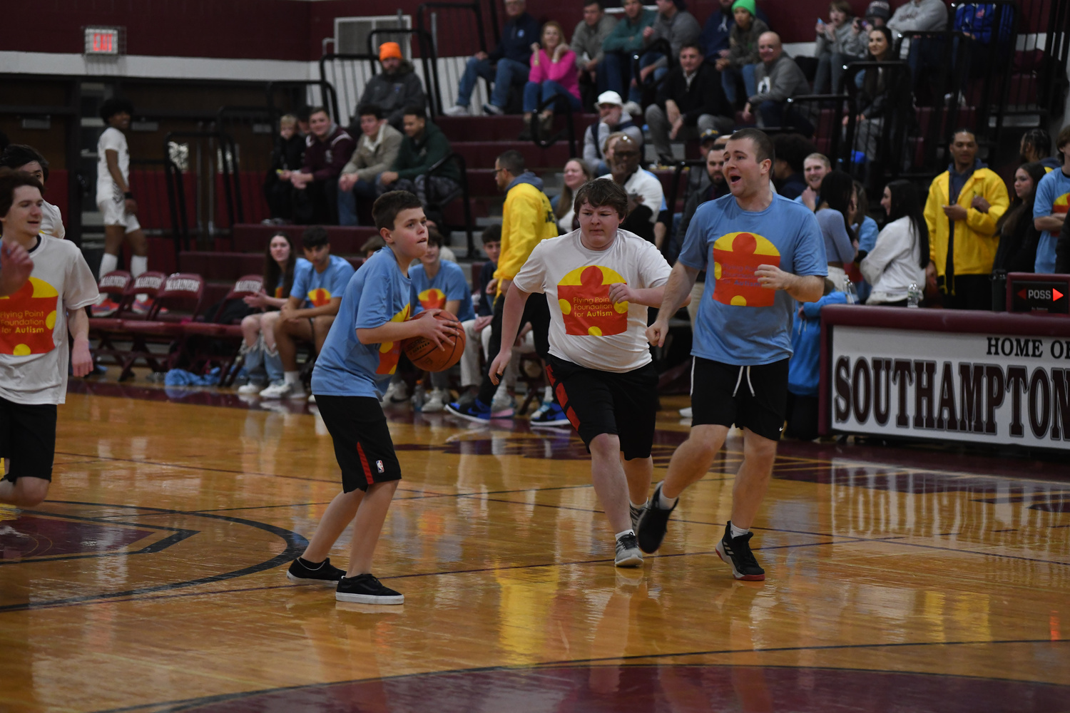 A unified basketball game was played at halftime of the Pierson and Southampton boys basketball game on Friday night as part of Autism Awareness Night which supported Flying Point Foundation for Autism.   DOUG KUNTZ