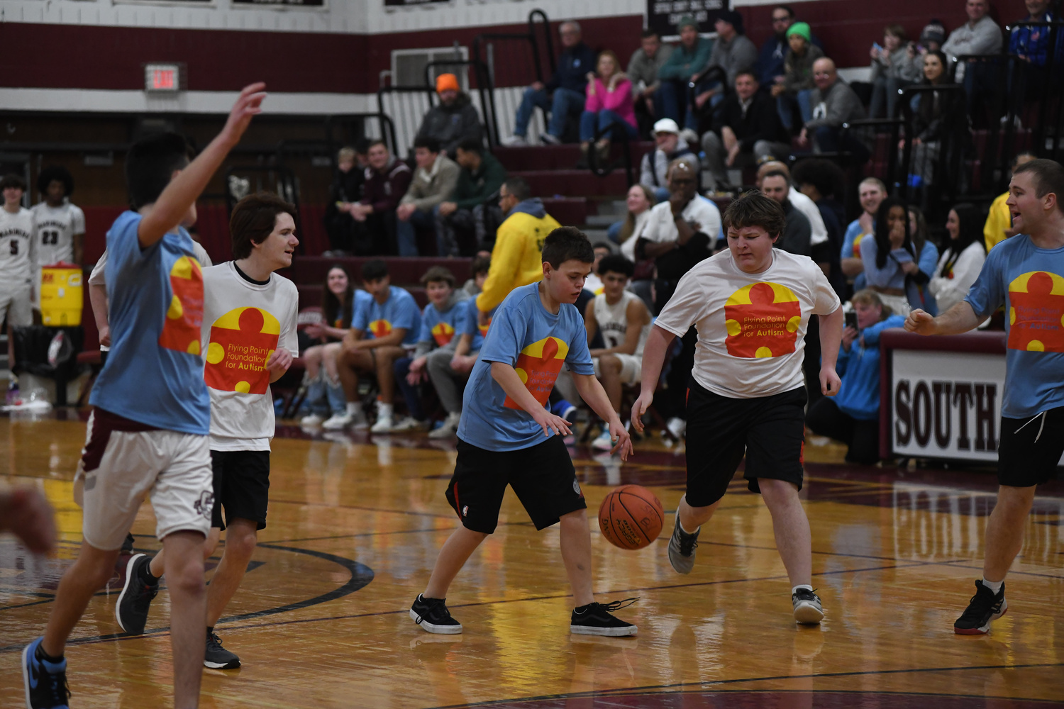 A unified basketball game was played at halftime of the Pierson and Southampton boys basketball game on Friday night as part of Autism Awareness Night which supported Flying Point Foundation for Autism.   DOUG KUNTZ