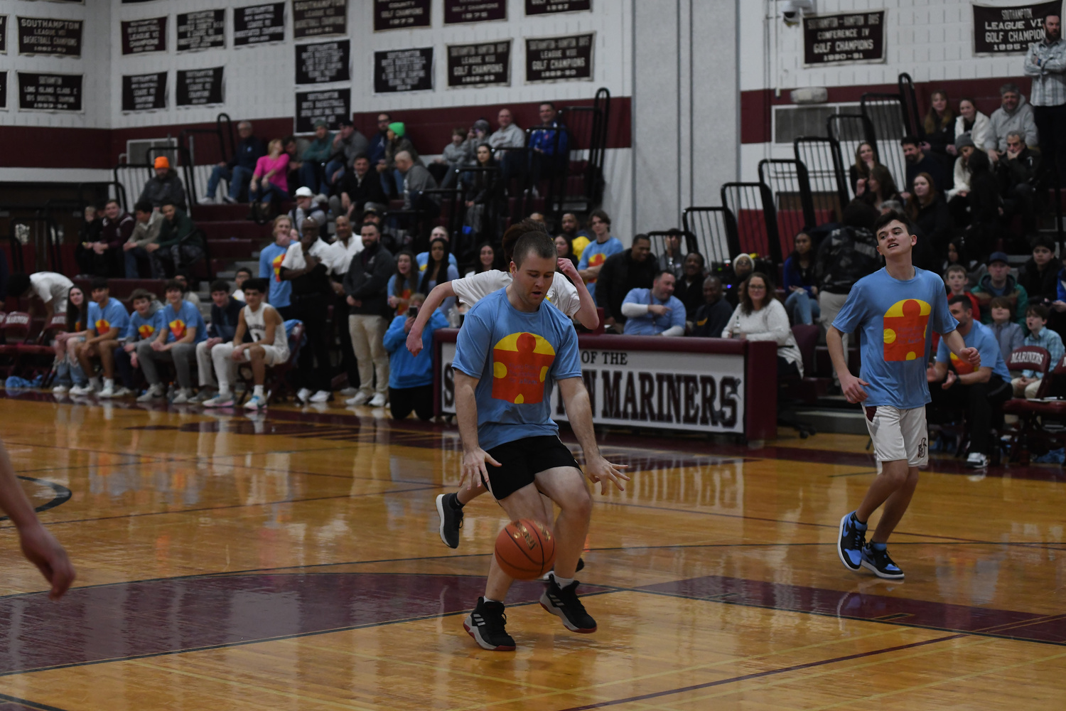 A unified basketball game was played at halftime of the Pierson and Southampton boys basketball game on Friday night as part of Autism Awareness Night which supported Flying Point Foundation for Autism.   DOUG KUNTZ