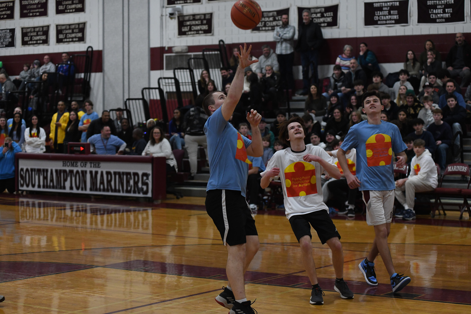 A unified basketball game was played at halftime of the Pierson and Southampton boys basketball game on Friday night as part of Autism Awareness Night which supported Flying Point Foundation for Autism.   DOUG KUNTZ