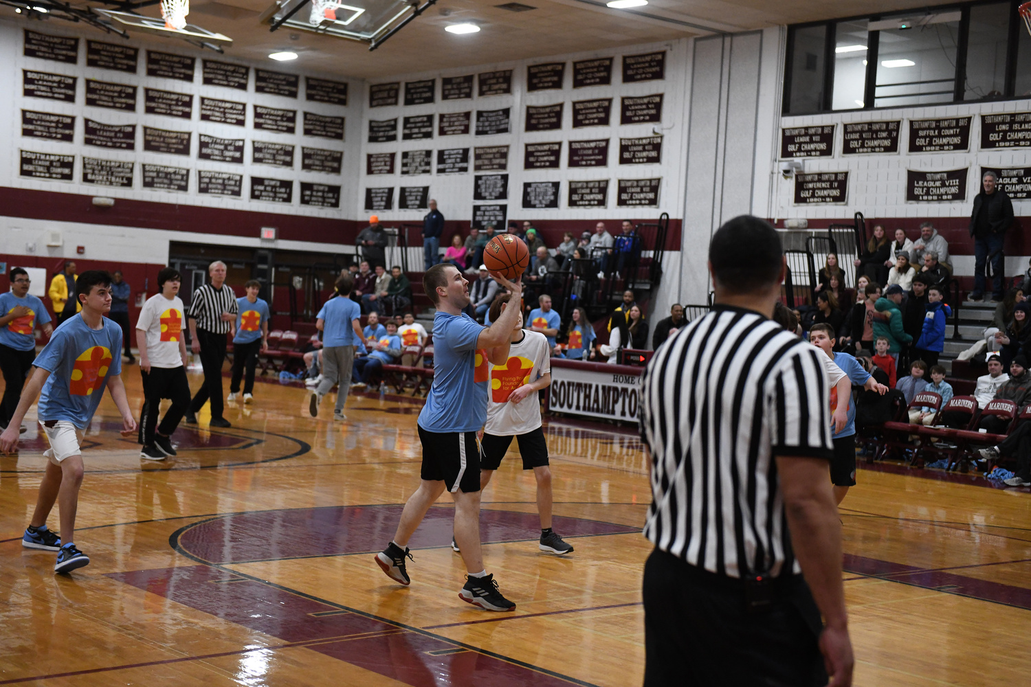 A unified basketball game was played at halftime of the Pierson and Southampton boys basketball game on Friday night as part of Autism Awareness Night which supported Flying Point Foundation for Autism.   DOUG KUNTZ