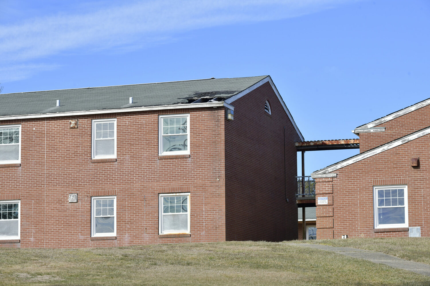 Condemned residence halls on the Southampton campus.   DANA SHAW