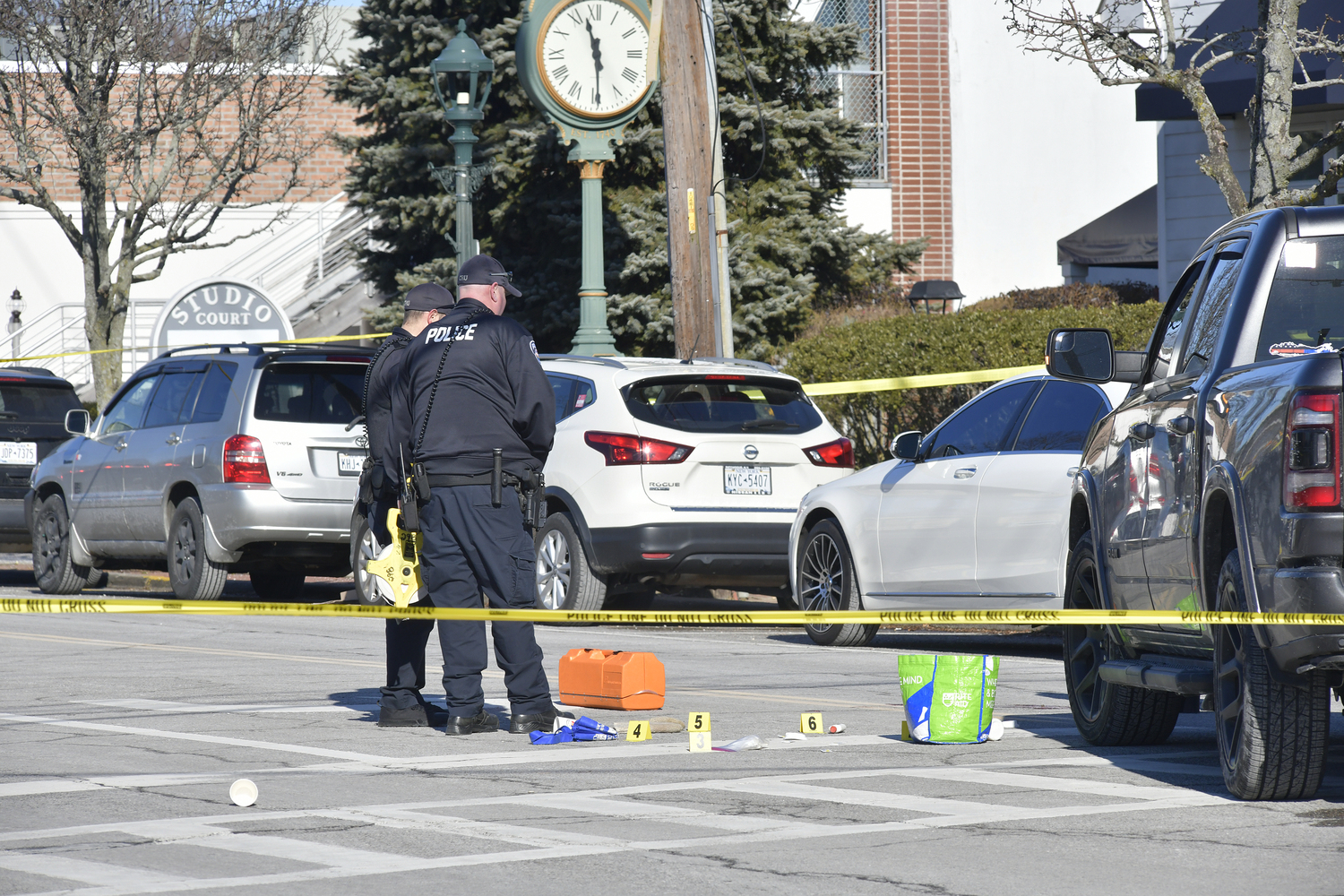 A pedestrian was hit by a truck near the intersection  of Good Ground Road and Ponquogue Avenue in Hampton Bays on Monday morning.  DANA SHAW