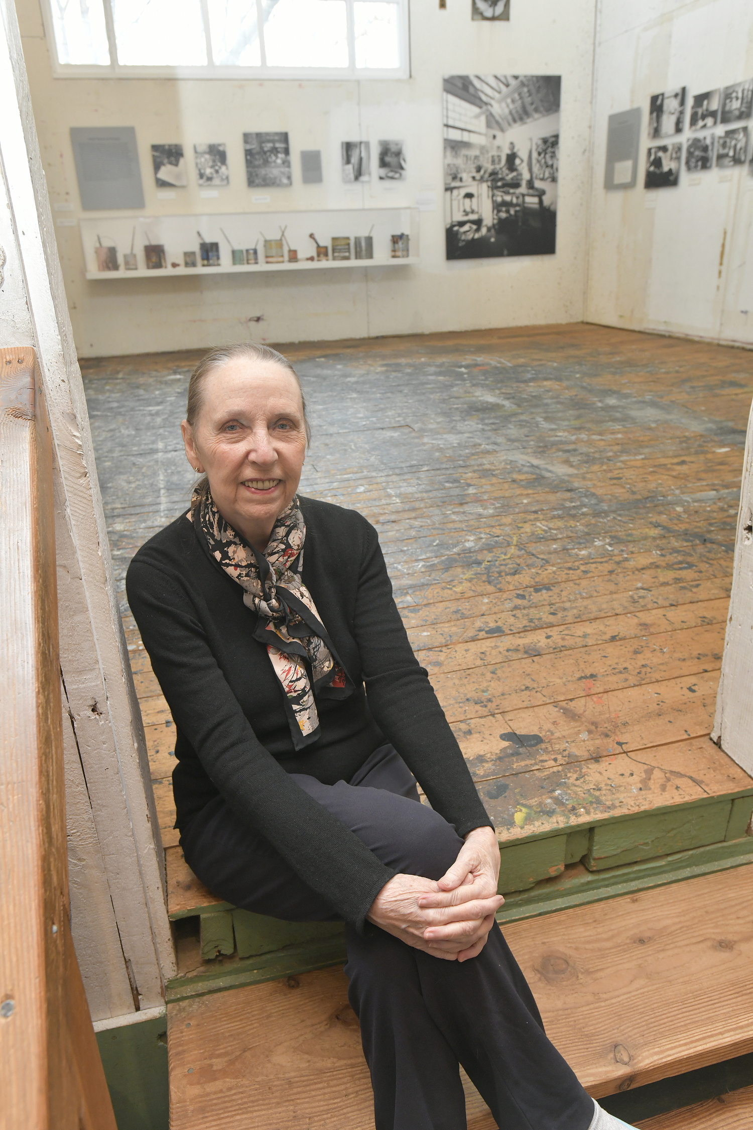 Helen Harrison, in Pollack's studio at the Pollock-Krasner House and Study Center at Stony Brook University in Springs, is retiring after 34 years.     DANA SHAW