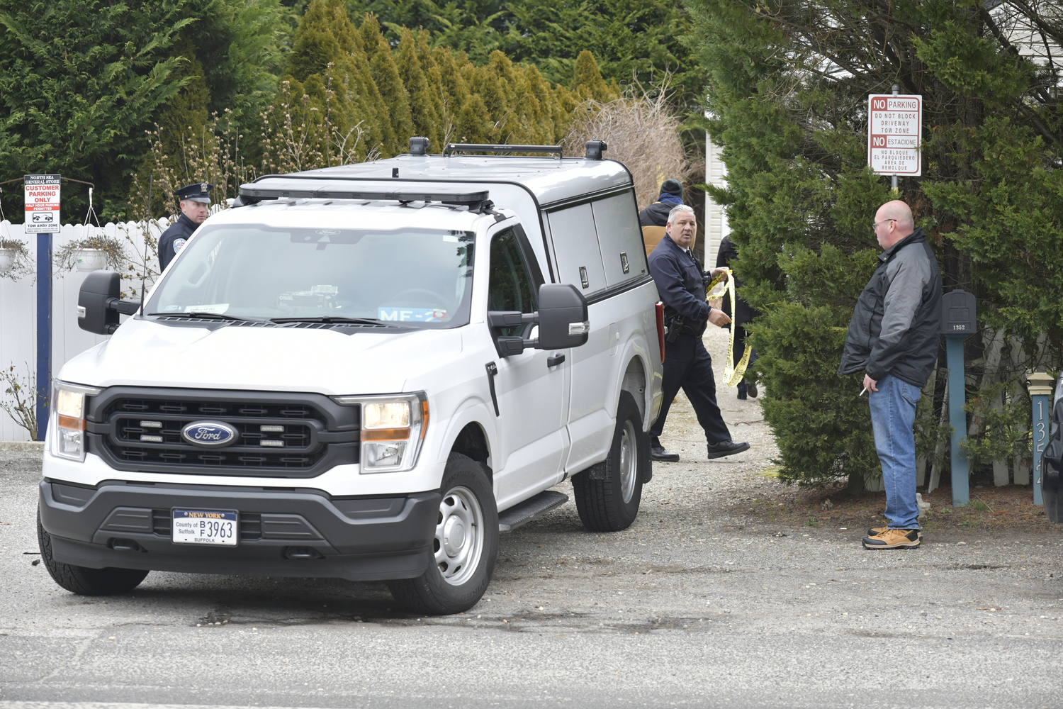 The Medical Examiner arrives at the private residence in North Sea where the body of missing man James Thomas Lee was found on Tuesday afternoon.  DANA SHAW