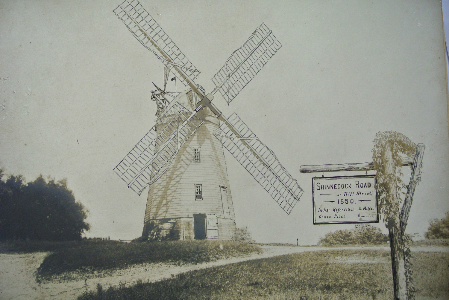 Originally located on Mill Hill on Windmill Lane in Southampton Village, the windmill was move to it's current location on Stony Brook Southampton campus in 1890.  COURTESY SOUTHAMPTON HISTORY MUSEUM