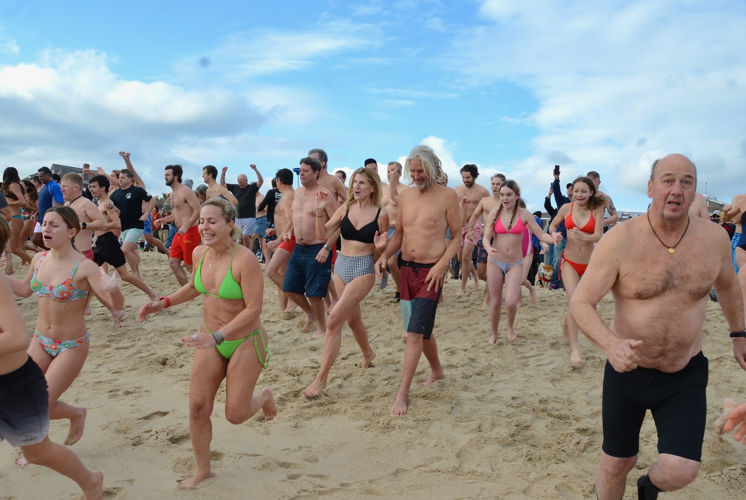 The Polar Plunge on Main Beach in East Hampton on New Year's Day.