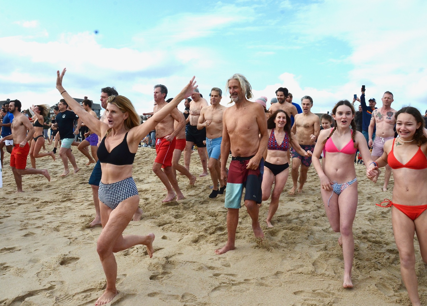 The Polar Plunge on Main Beach in East Hampton on New Year's Day.