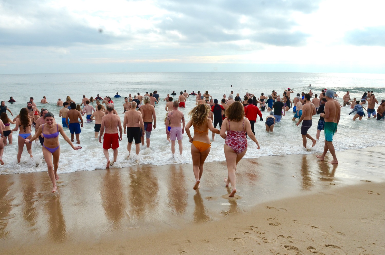 The Polar Plunge on Main Beach in East Hampton on New Year's Day.