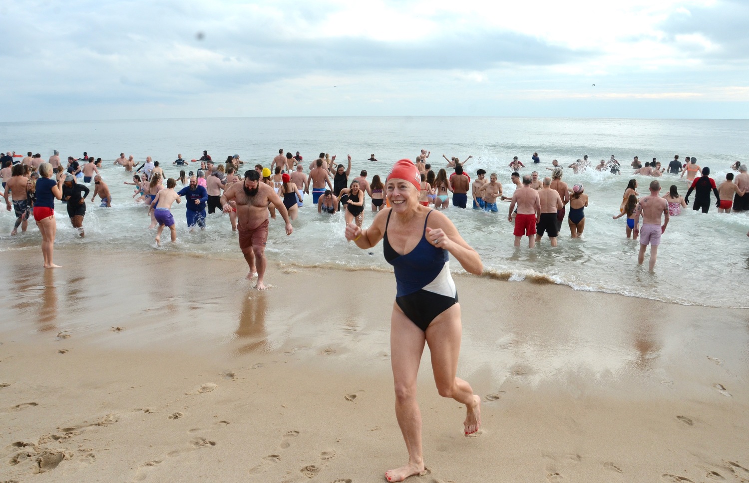 The Polar Plunge on Main Beach in East Hampton on New Year's Day.