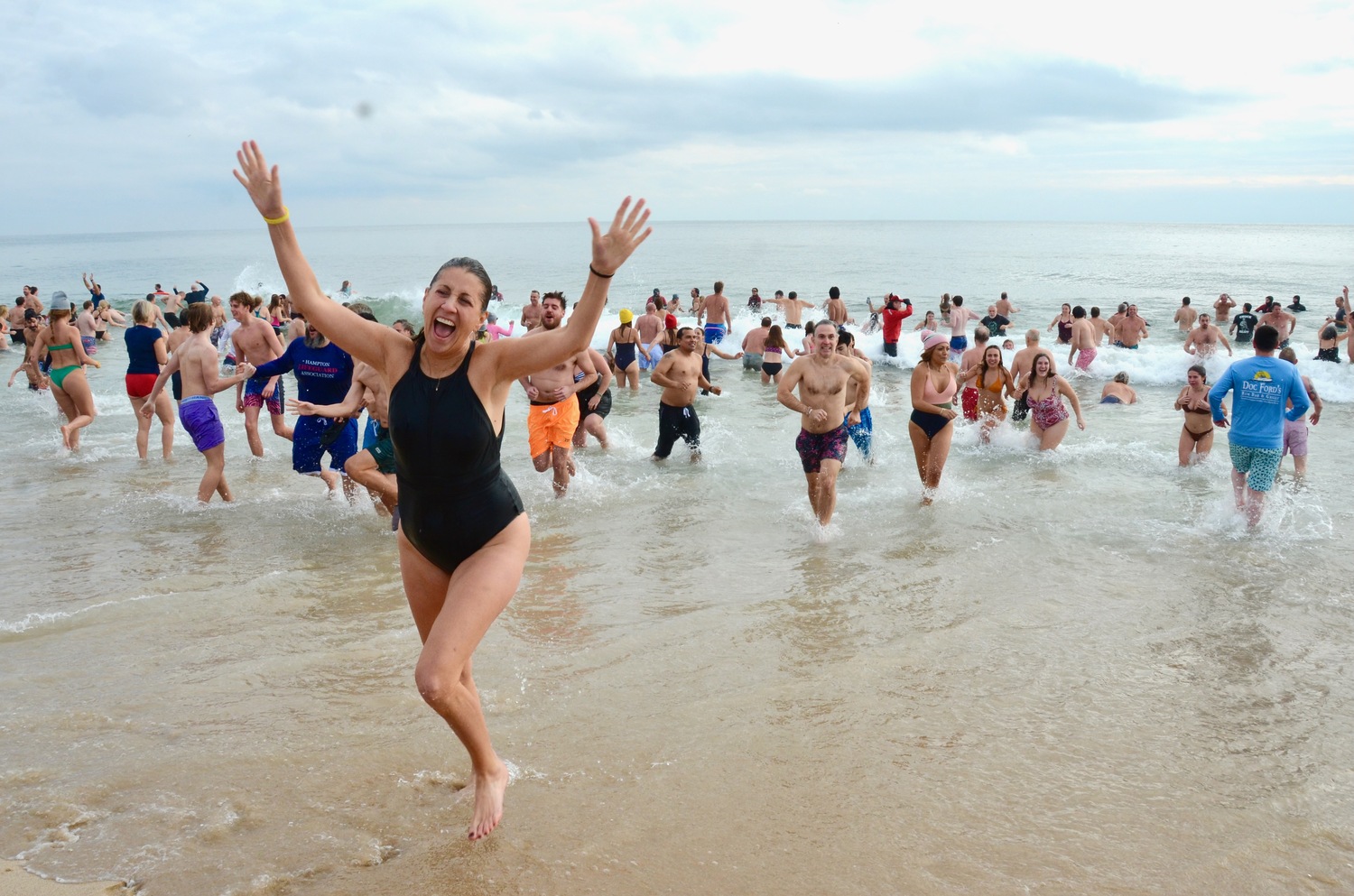 The Polar Plunge on Main Beach in East Hampton on New Year's Day.