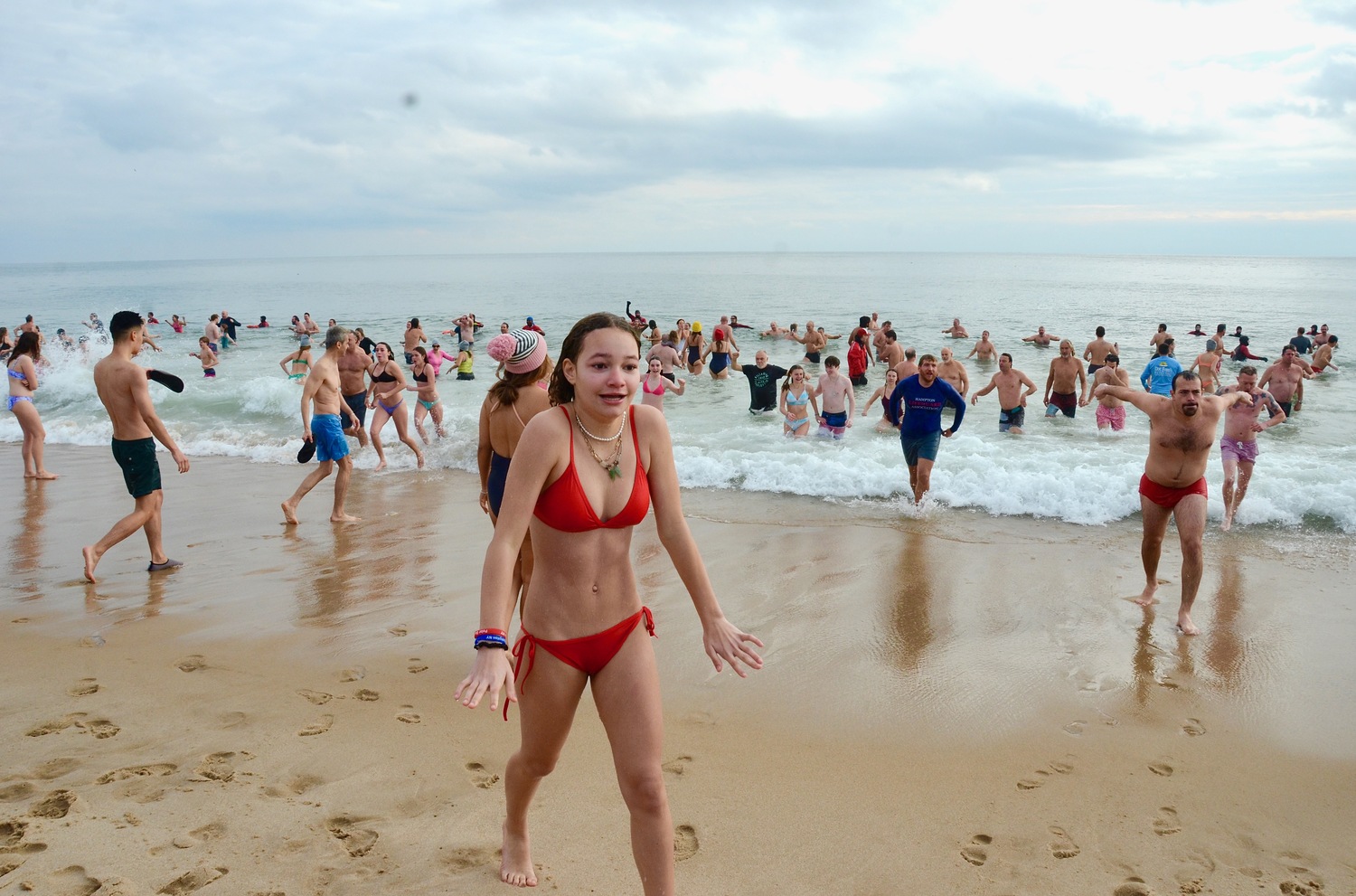 The Polar Plunge on Main Beach in East Hampton on New Year's Day.