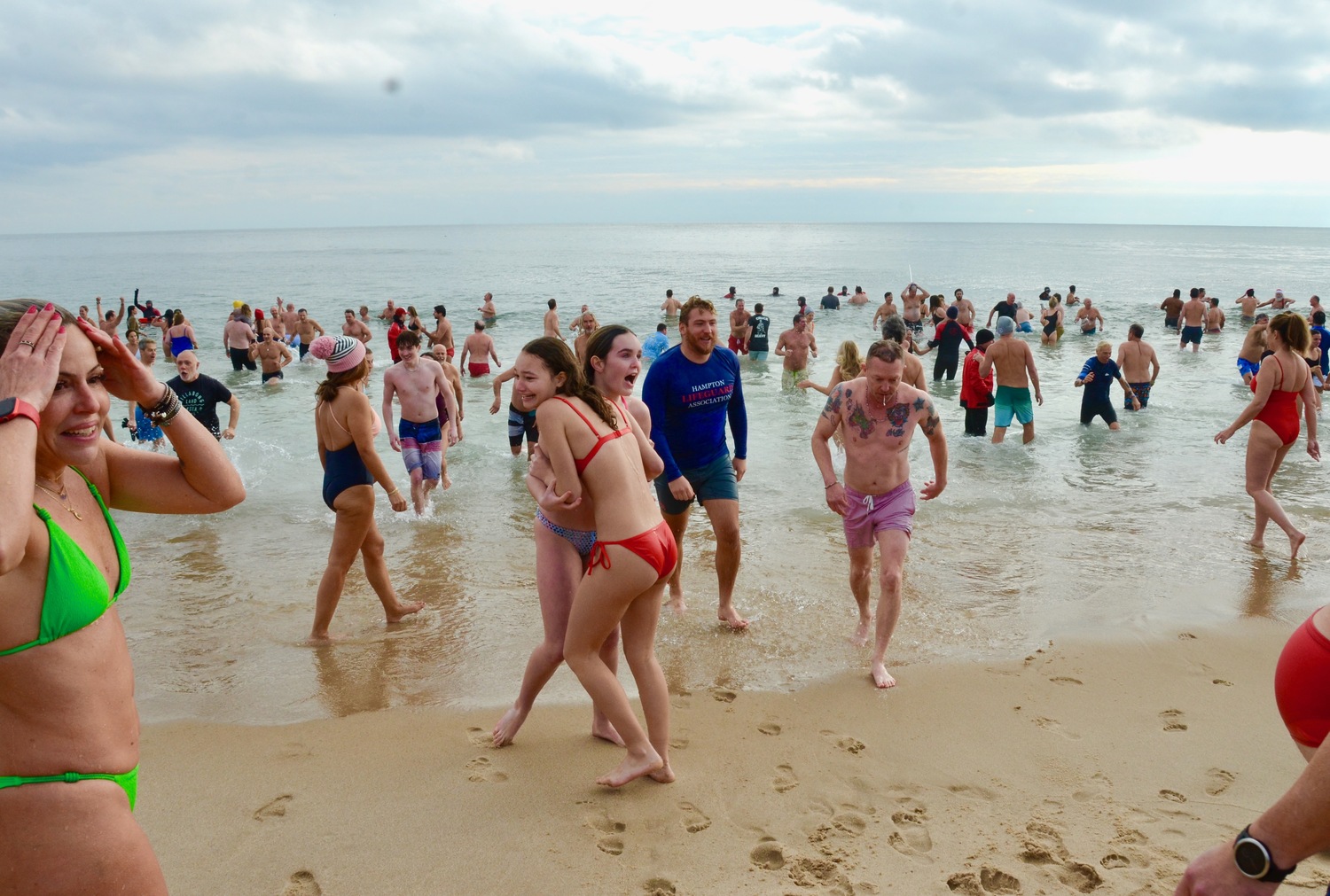 The Polar Plunge on Main Beach in East Hampton on New Year's Day.