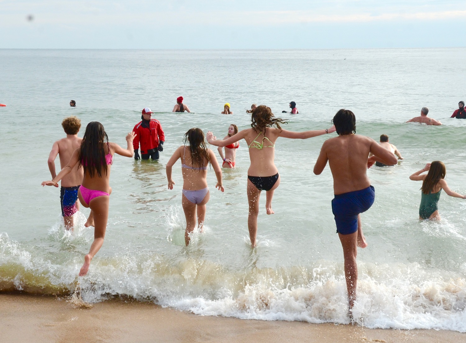 The Polar Plunge on Main Beach in East Hampton on New Year's Day.