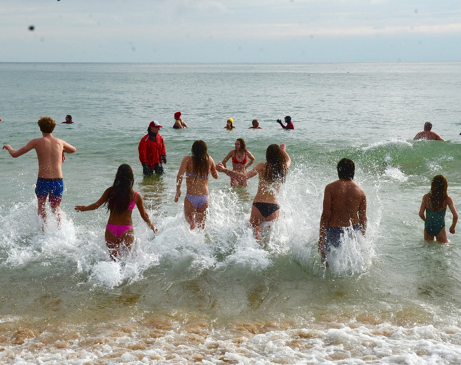 The Polar Plunge on Main Beach in East Hampton on New Year's Day.