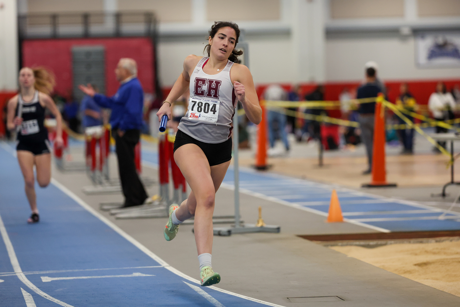 Melina Sarlo competing in the 4x400-meter relay for the Bonackers on Saturday.   RON ESPOSITO