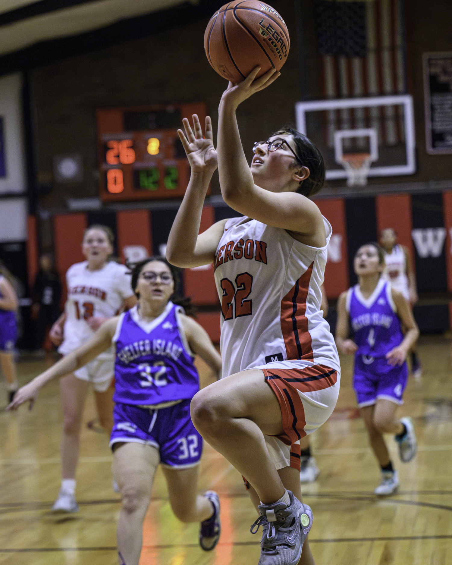 Pierson senior Lily Caplan goes up for two points.  MARIANNE BARNETT