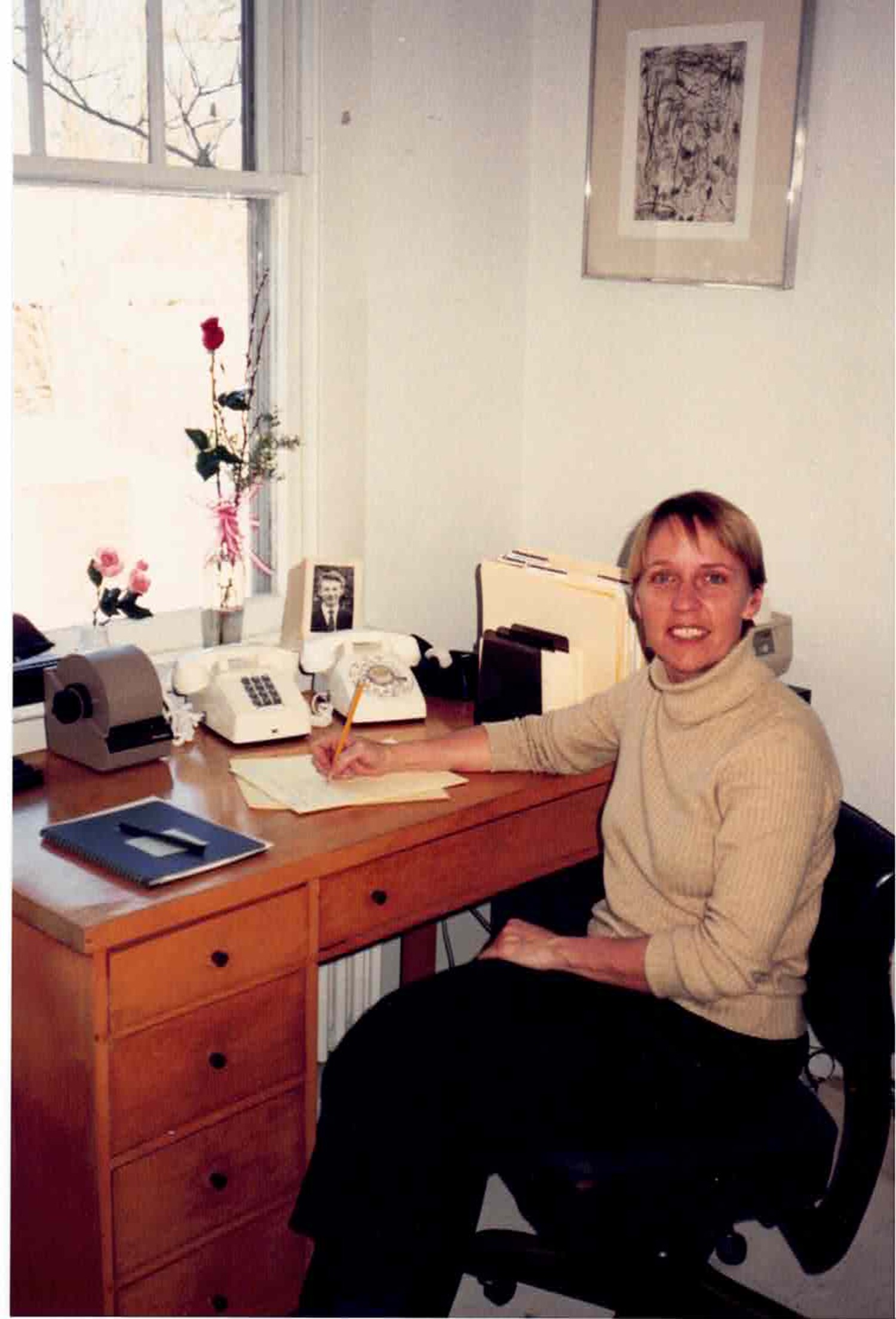 Helen A. Harrison in her office on March 1, 1990 — her very first day on the job as director of Pollock-Krasner House and Study Center in Springs. ROY NICHOLSON