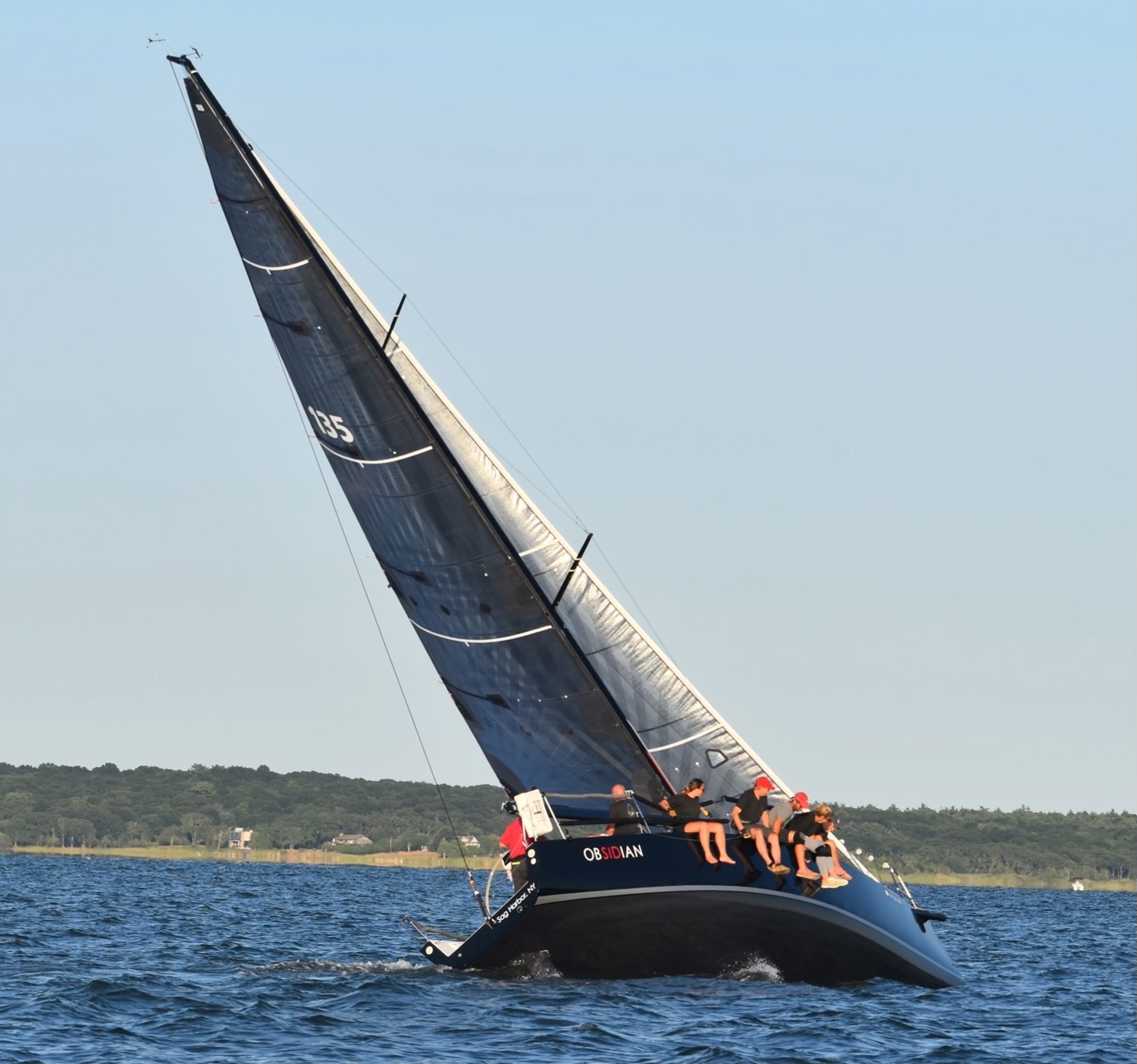 Obsidian sailing in local waters. The boat, which included David Wilson of Breakwater Yacht Club and his crew of eight, sailed in the Southernmost Regatta in Key West earlier this month.   PAMELA WALSH