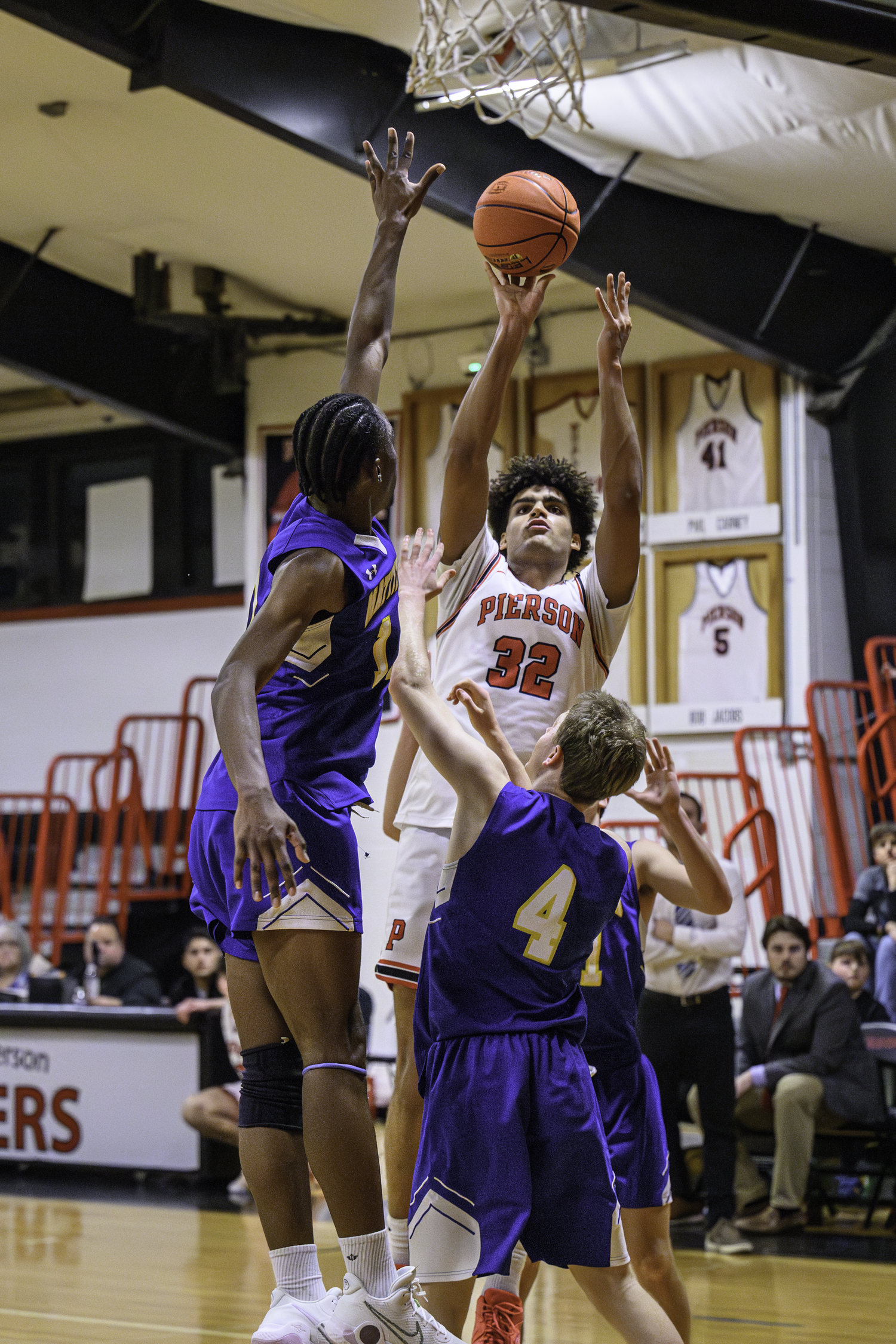 Pierson senior Charlie McLean goes up for two points in last week's victory over Mattituck.   MARIANNE BARNETT