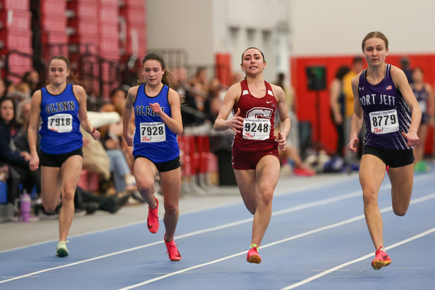 Kyla Cerullo placed second in the 55-meter dash at the League V Championships on Saturday.   RON ESPOSITO