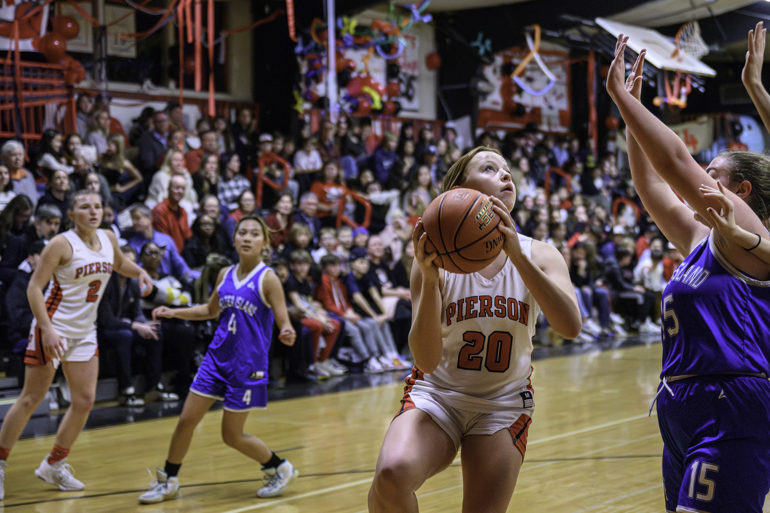Pierson's Skye Smith gets a good look at the basket.   MARIANNE BARNETT