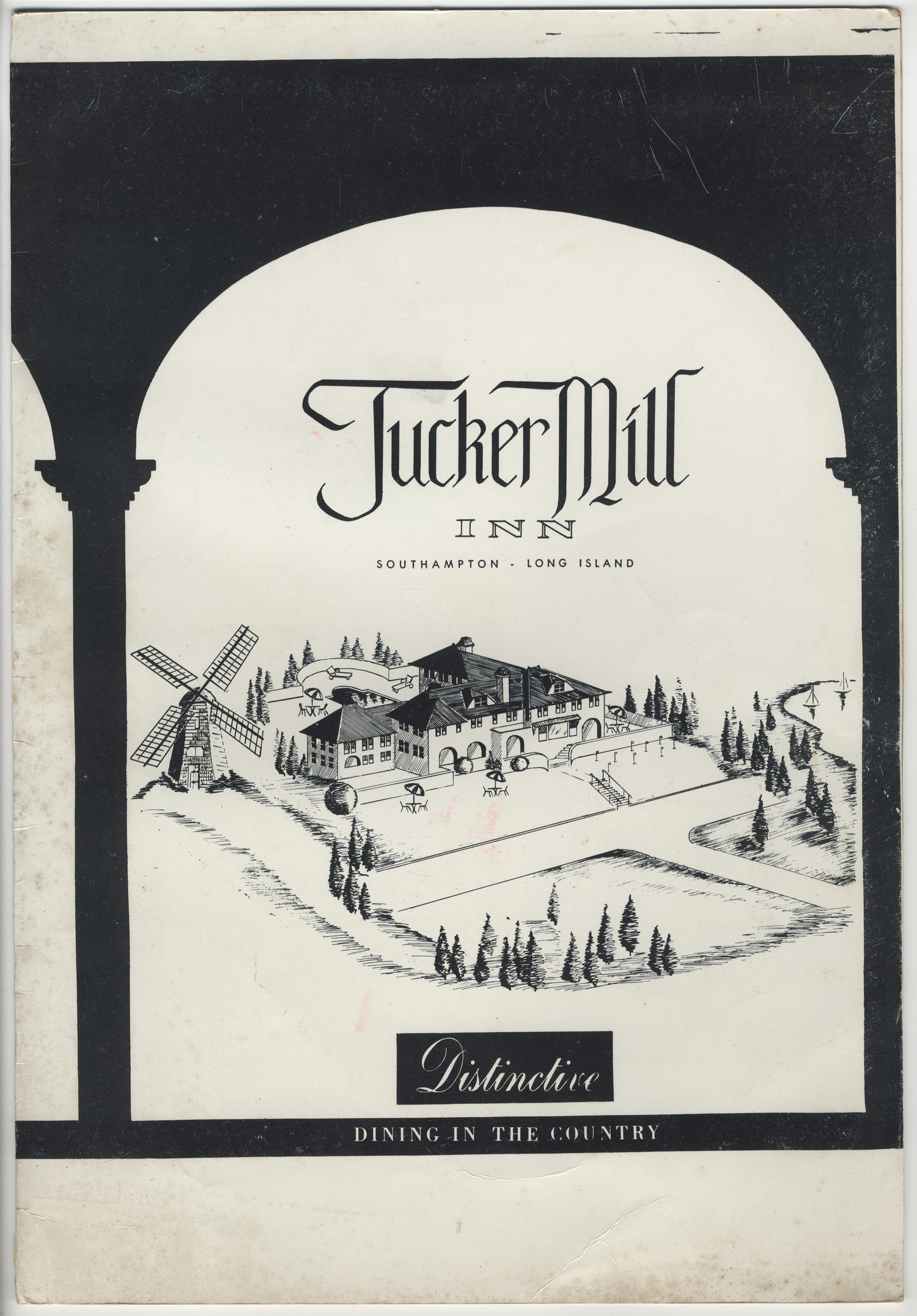 The cover of the dinner menu for the Tucker Mill Inn restaurant.