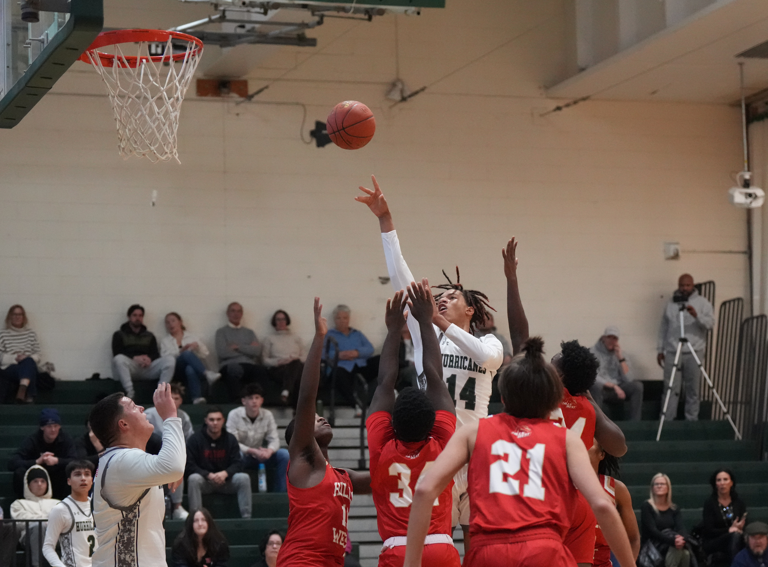 Junior center Jorden Bennett shoots in a game against Half Hollow Hills West January 11. RON ESPOSITO