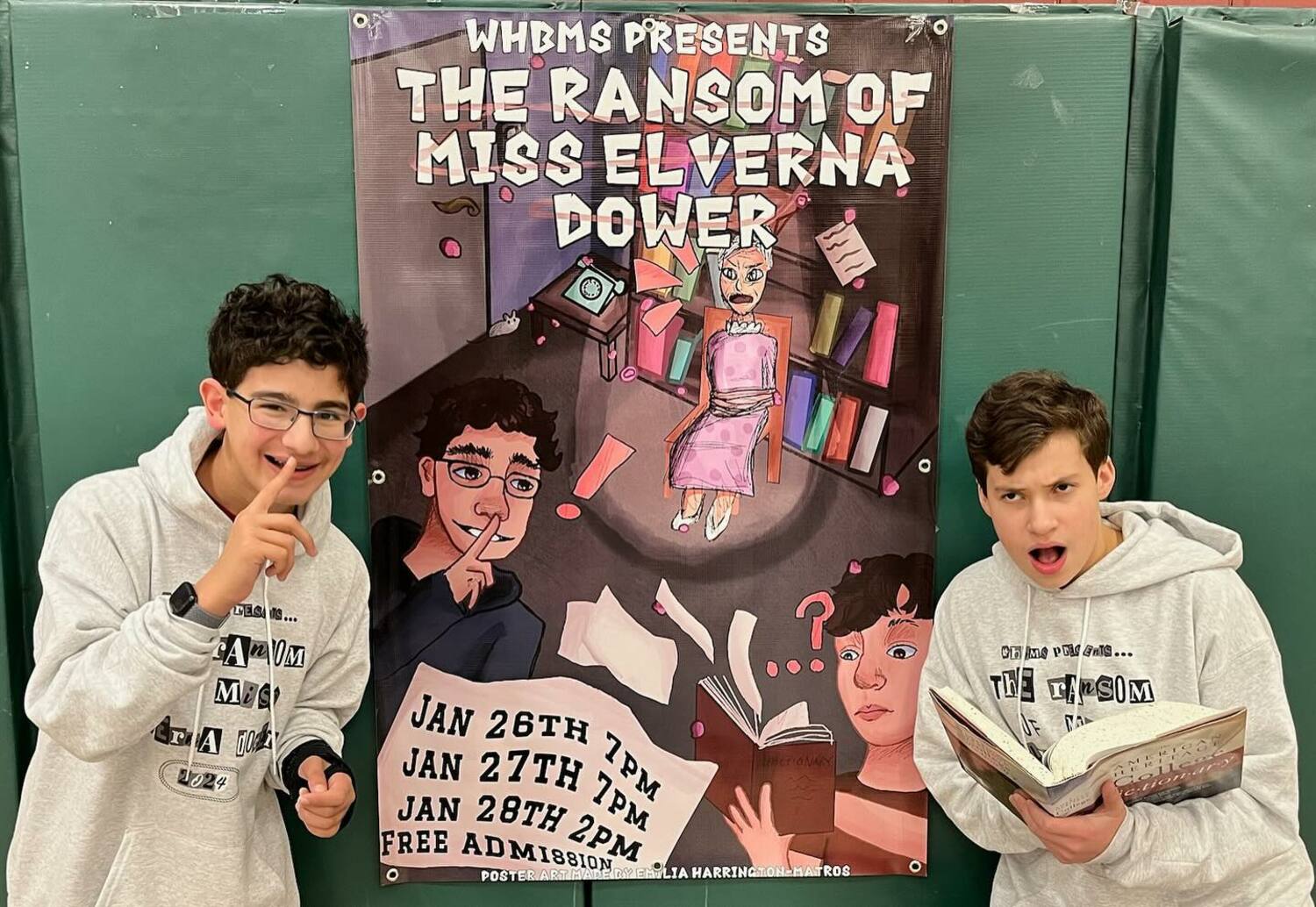 The talented actors and actresses of Westhampton Beach Middle School will present a comedic production of “The Ransom of Miss Elverna Dower” on Friday and Saturday, January 26 and 27,  at 7 p.m., and on Sunday, January 28, at 2 p.m. Tickets are free. The show will take place in the district auditorium. COURTESY WESTHAMPTON BEACH SCHOOL DISTRICT