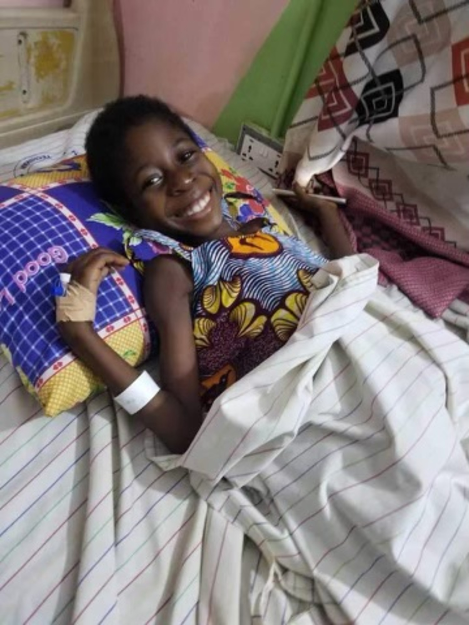Eight-year-old Sonia was all smiles after having surgery to have a large abdominal tumor removed. She had been unable to go to school and was being bullied during the four years she was living with the tumor. The team of doctors from New York completed the surgery during a trip to Ghana earlier this month.