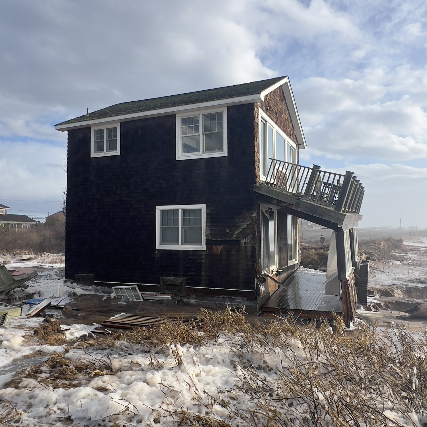 A home near the water at Ditch Plains was damaged in the recent storms and now has nothing between it and the water but the low beach. The owners have contacted town officials about what can be done to protect the home. DOUG KUNTZ