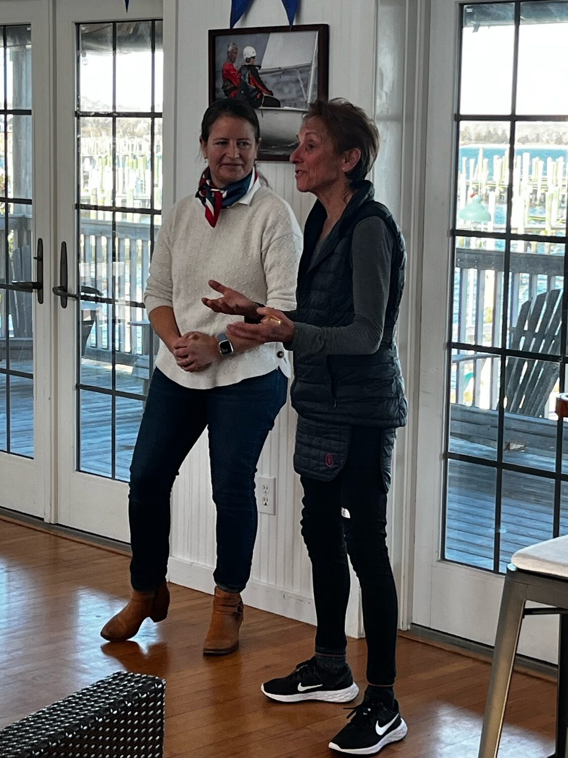 Amanda Clark, left, and Director of the Women’s Sailing Initiative at Breakwater Yacht Club Joan Butler.