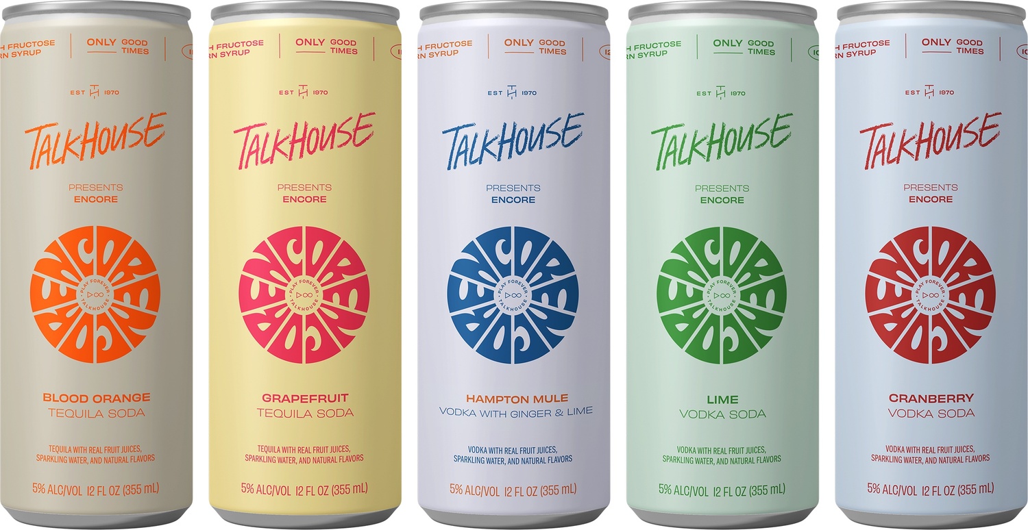 Talkhouse Encore, a new series of spirit-based seltzers inspired by the Amagansett music venue Stephen Talkhouse, comes in five flavors.