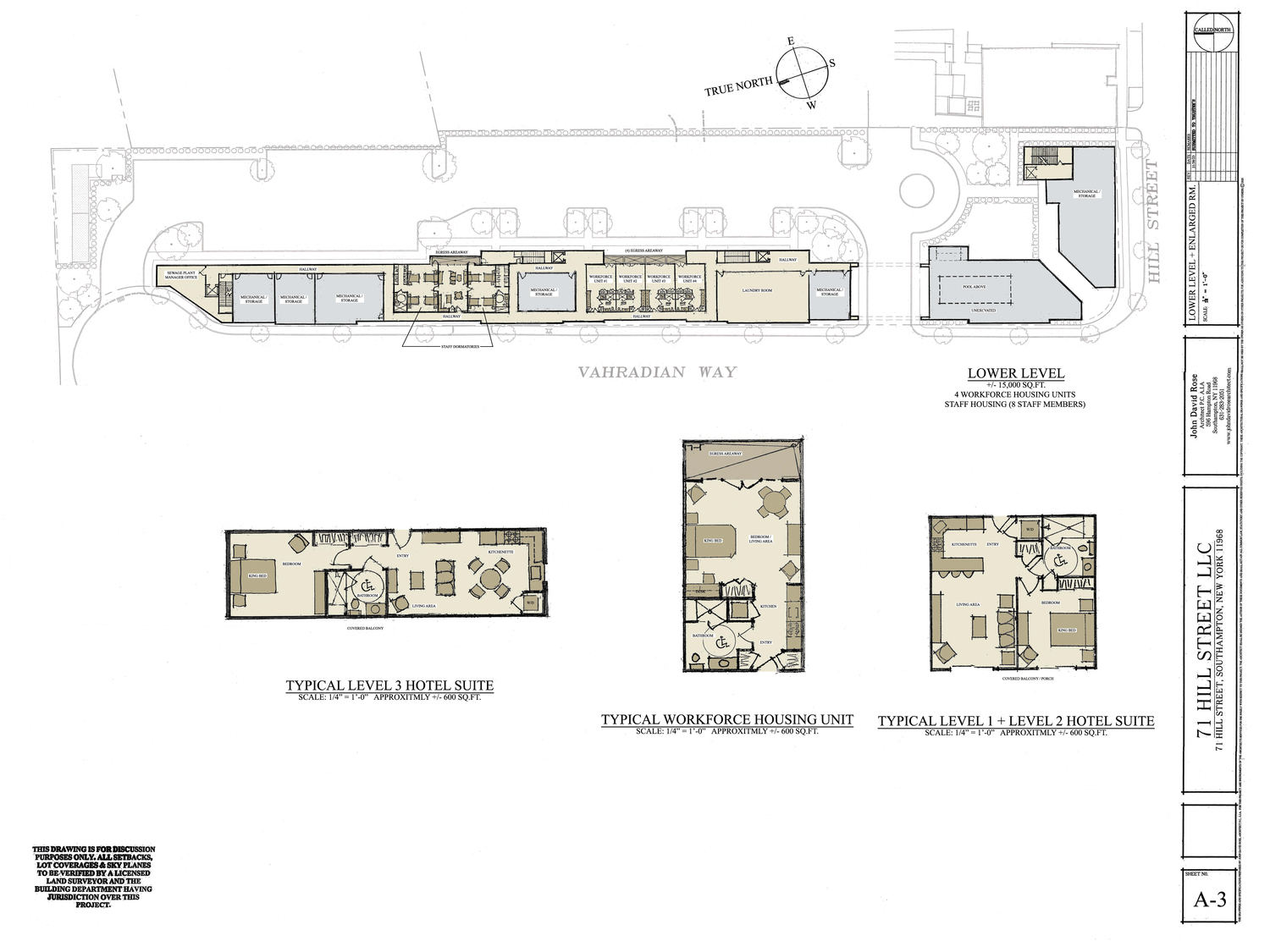 Plans for a resort hotel at 71 Hill Street.