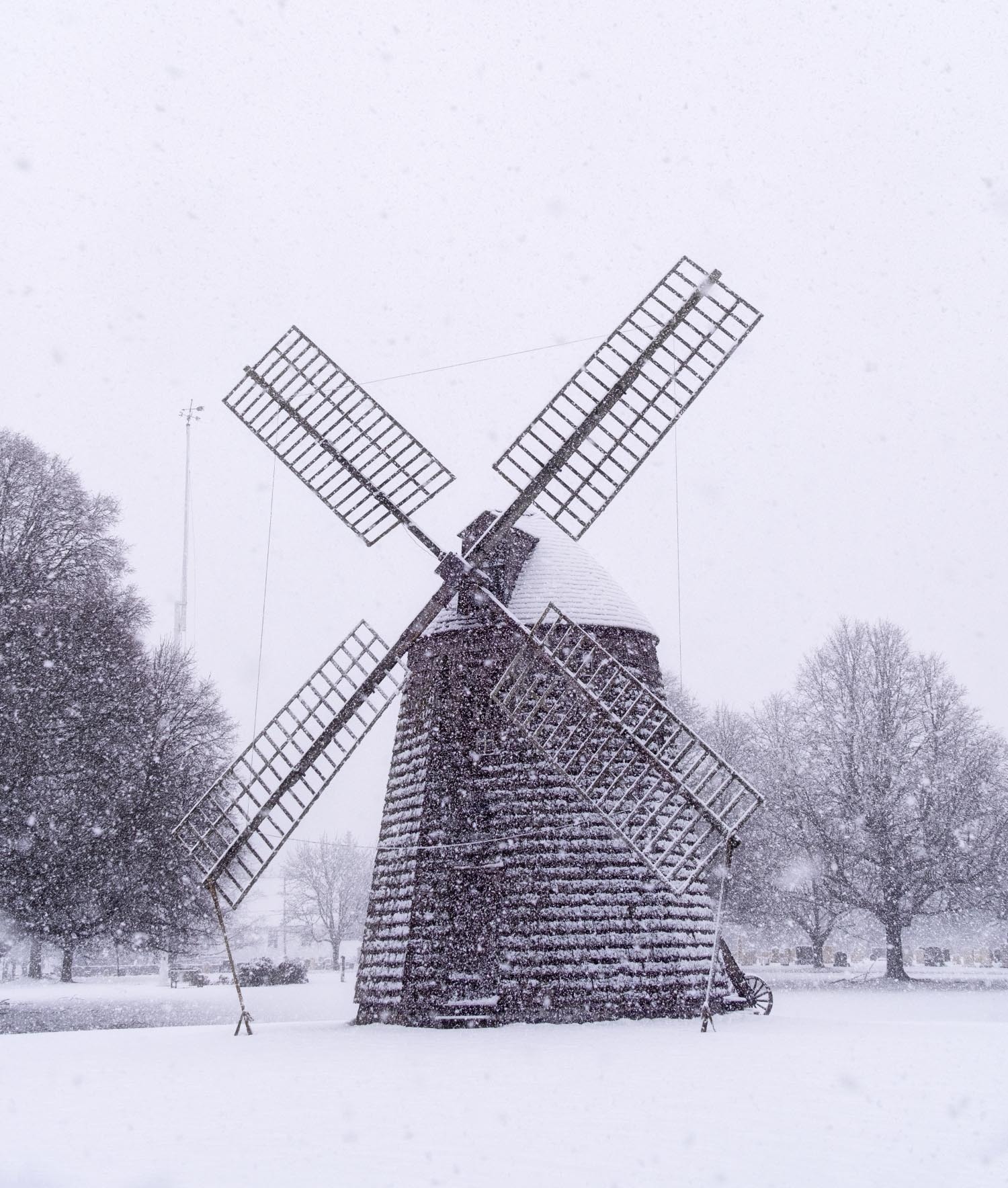 The Corwith Windmill in Water Mill during Tuesday's storm.