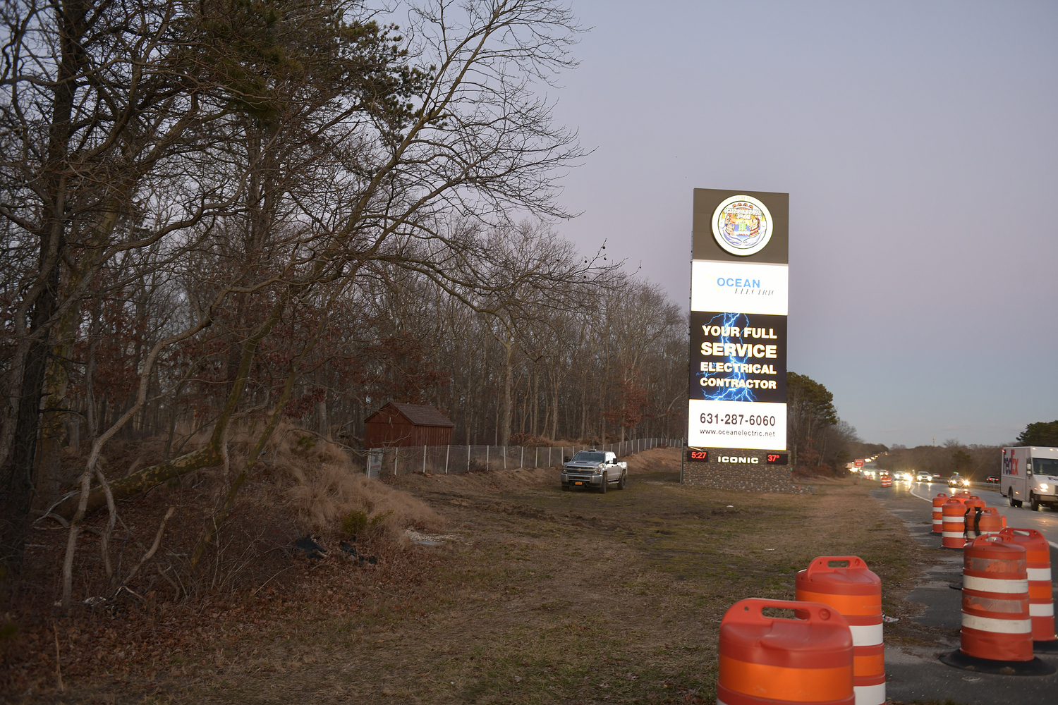 The Shinnecock Nation began clearing land earlier this week for the construction of a gas station and travel plaza on 10 acres of its Westwoods property off Sunrise Highway in Hampton Bays. It could be open for business by the spring of 2025. DANA SHAW