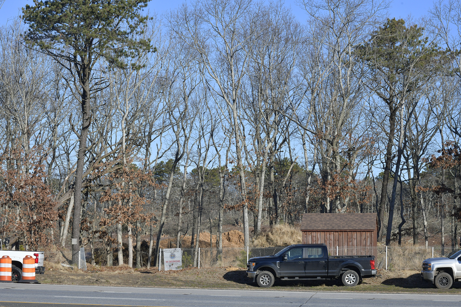 The Shinnecock Nation began clearing land earlier this week for the construction of a gas station and travel plaza on 10 acres of its Westwoods property off Sunrise Highway in Hampton Bays. It could be open for business by the spring of 2025. DANA SHAW