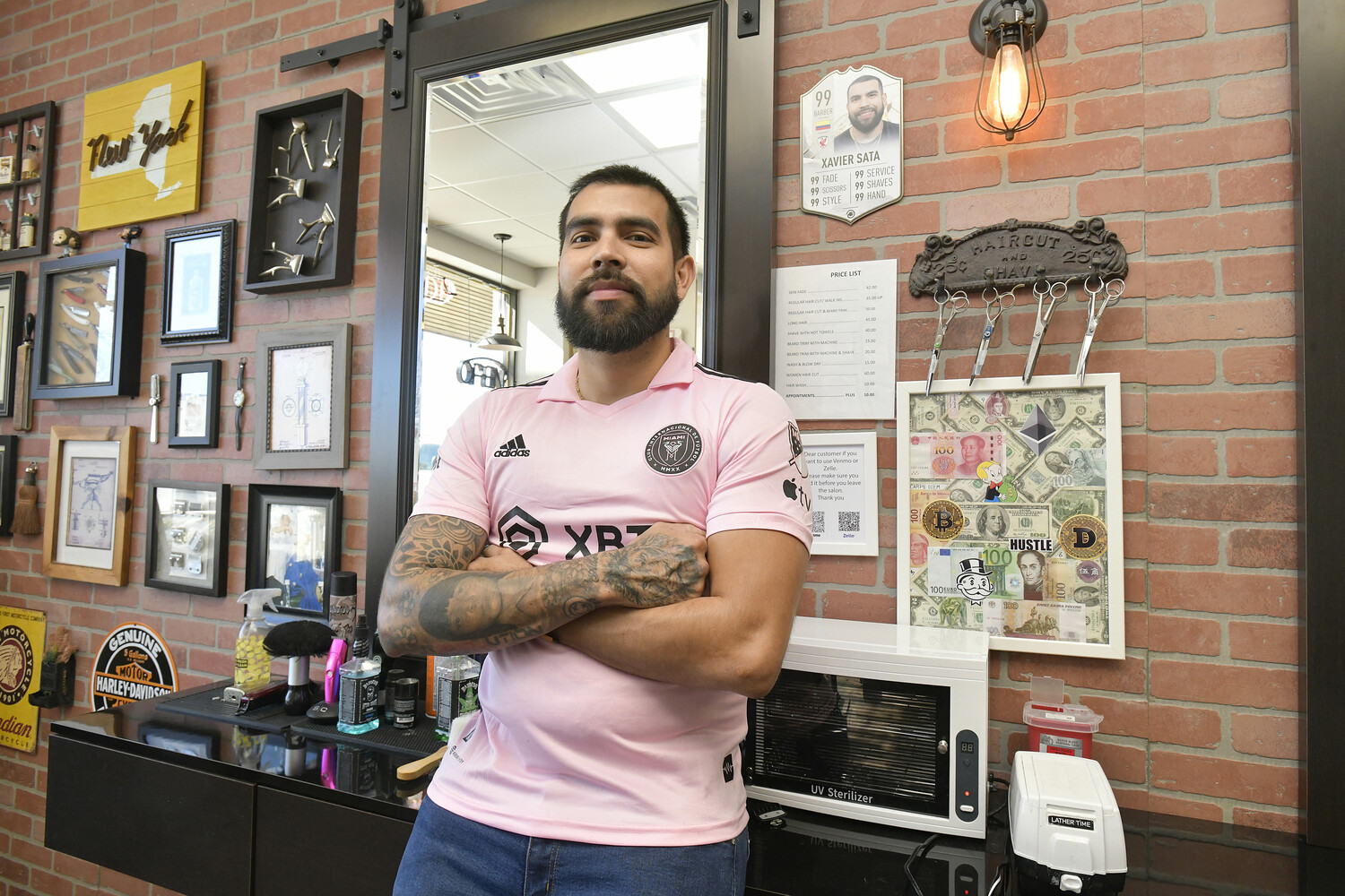 Javier Sanchez at Giorgio's Barber Shop.  DANA SHAW