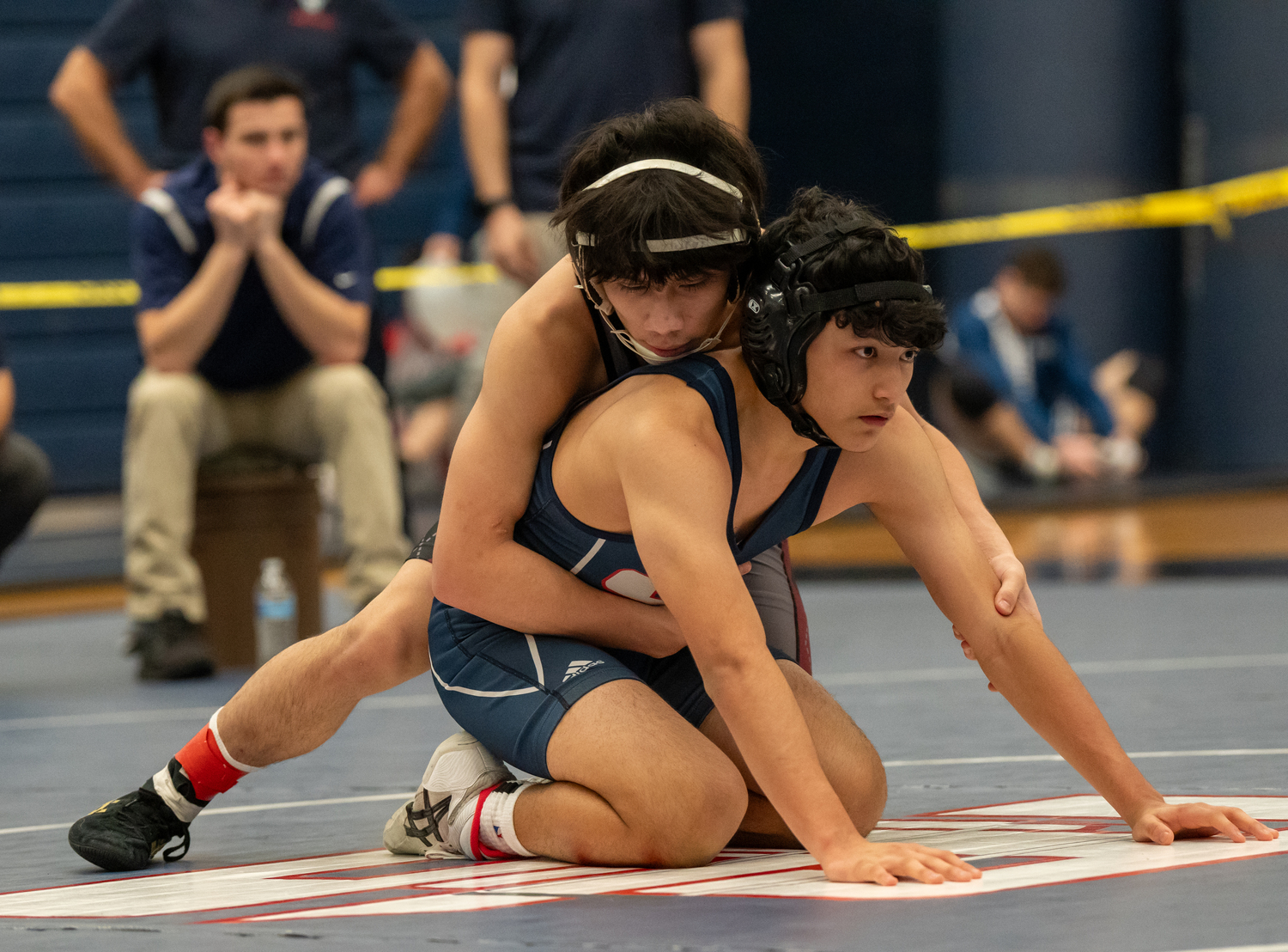 East Hampton's Juan Roque wrestled Smithtown West's Stephen Ponce in the semifinals and won by technical fall (18-1).   RON ESPOSITO