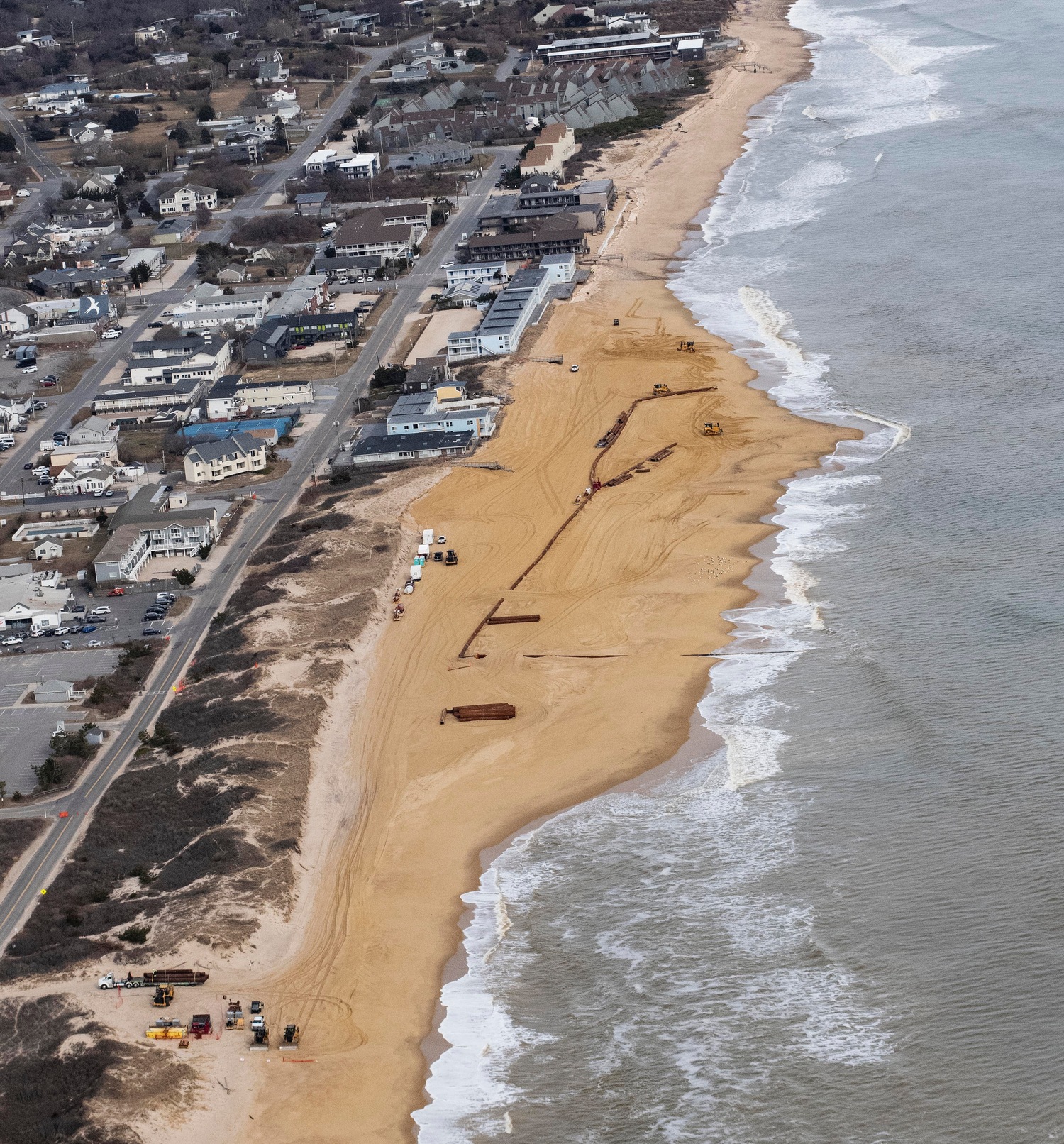 The beach nourishment work was already nearly a third of the way complete when work was paused on Tuesday because of the storm. DOUG KUNTZ PHOTO